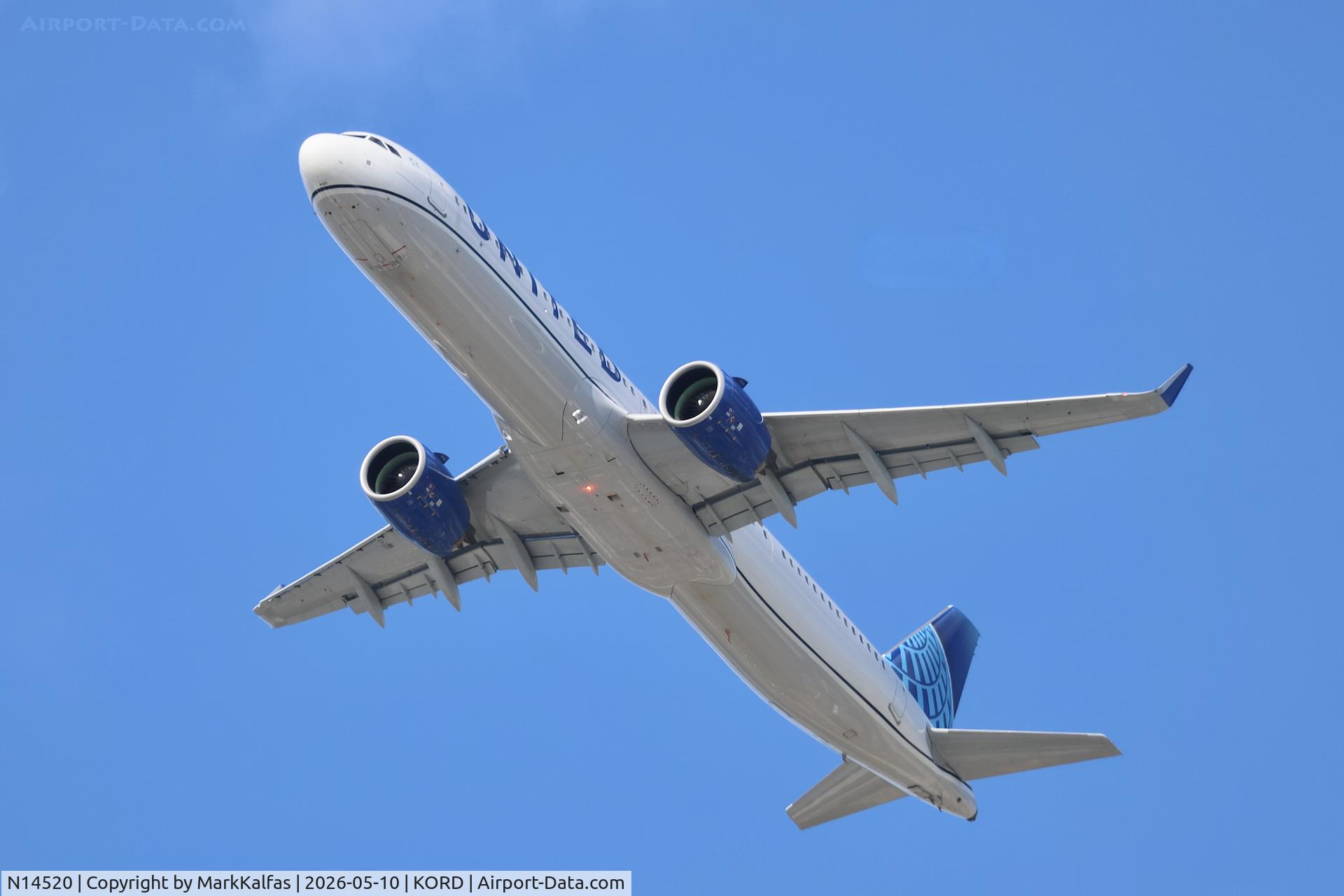 Aircraft N14520, 2024 Airbus A321-271NX, c/n 12103, A21N United Airbus A321-271NX N14520 departing 28R KORD, at KORD, photo by MarkKalfas