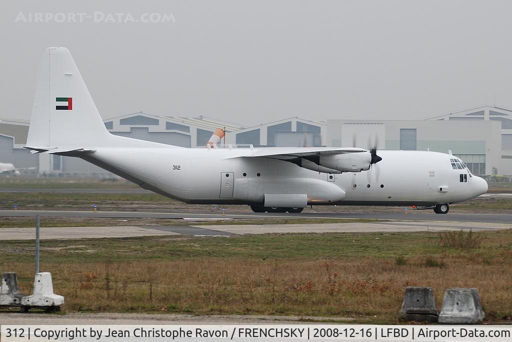 Aircraft 312, 1983 Lockheed C-130H-30 Hercules, c/n 382-4961, United Arab Emirates Air Force, at LFBD, photo by Jean Christophe Ravon / FRENCHSKY