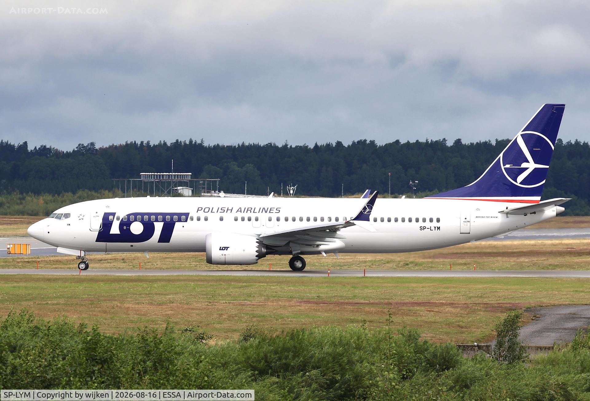Aircraft SP-LYM, 2026 Boeing 737-8 MAX, c/n 61828 l/n 9760, Rwy 01L, at ESSA, photo by wijken