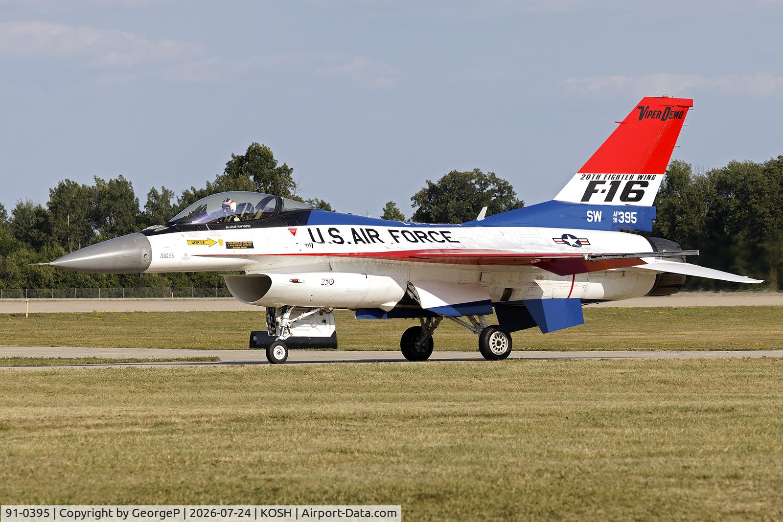 Aircraft 91-0395, 1991 General Dynamics F-16CM Fighting Falcon, c/n CC-93, Airventure 2026., at KOSH, photo by GeorgeP
