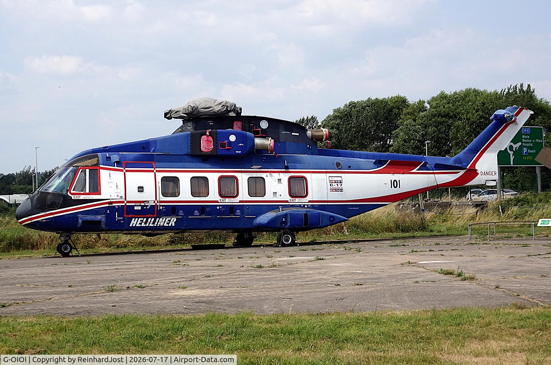 Aircraft G-OIOI, 1990 AgustaWestland EH-101 Heliliner, c/n 50008/PP8, Civil EH-101 found its way to the yard at The Helicopter Museum at Weston-super-Mare, UK, photo by ReinhardJost