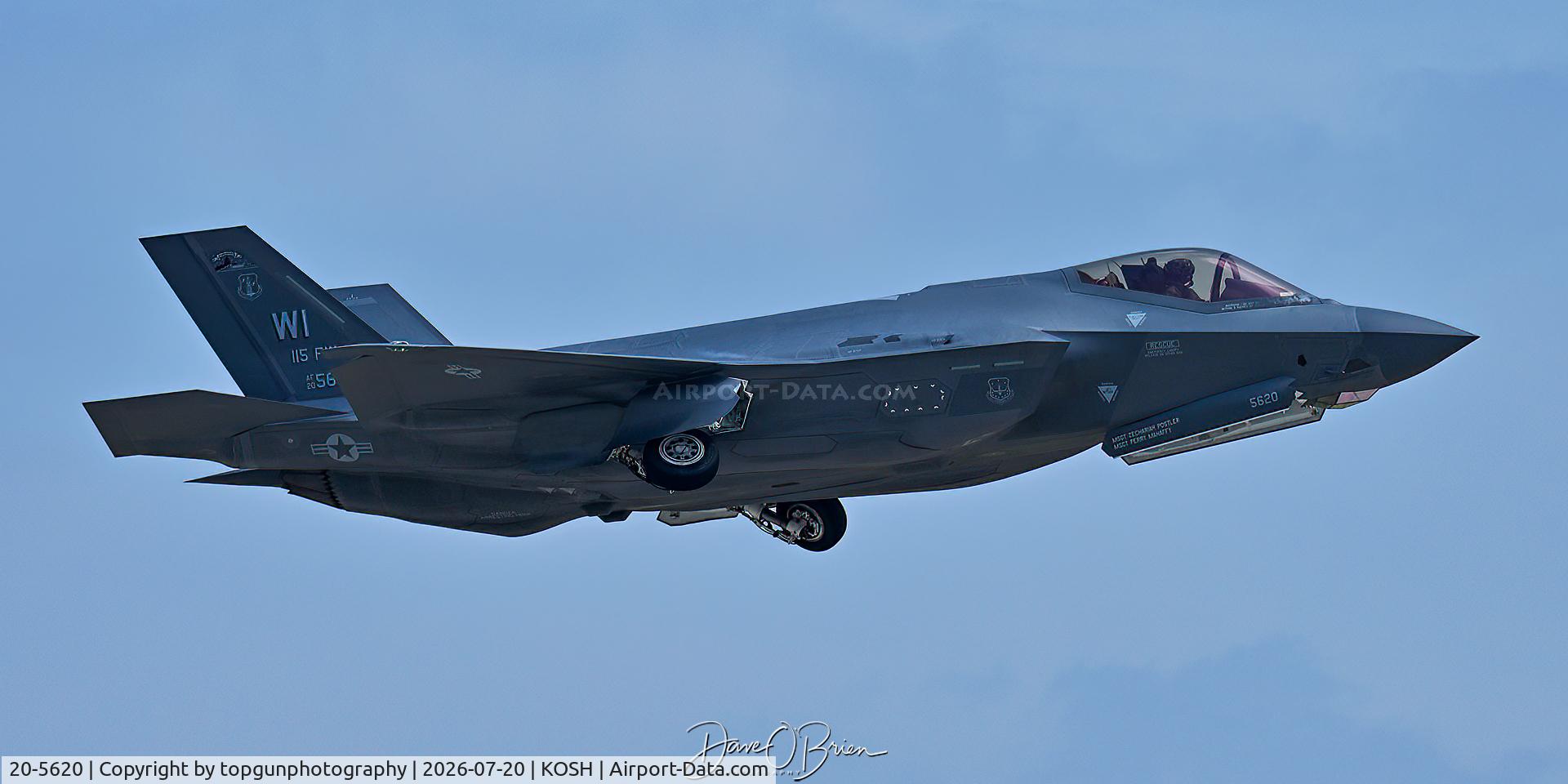 Aircraft 20-5620, Lockheed-Martin F-35A Lightning II, c/n AF-380, WI 115th FW Wing Jet arrives at Oshkosh 26, at KOSH, photo by topgunphotography