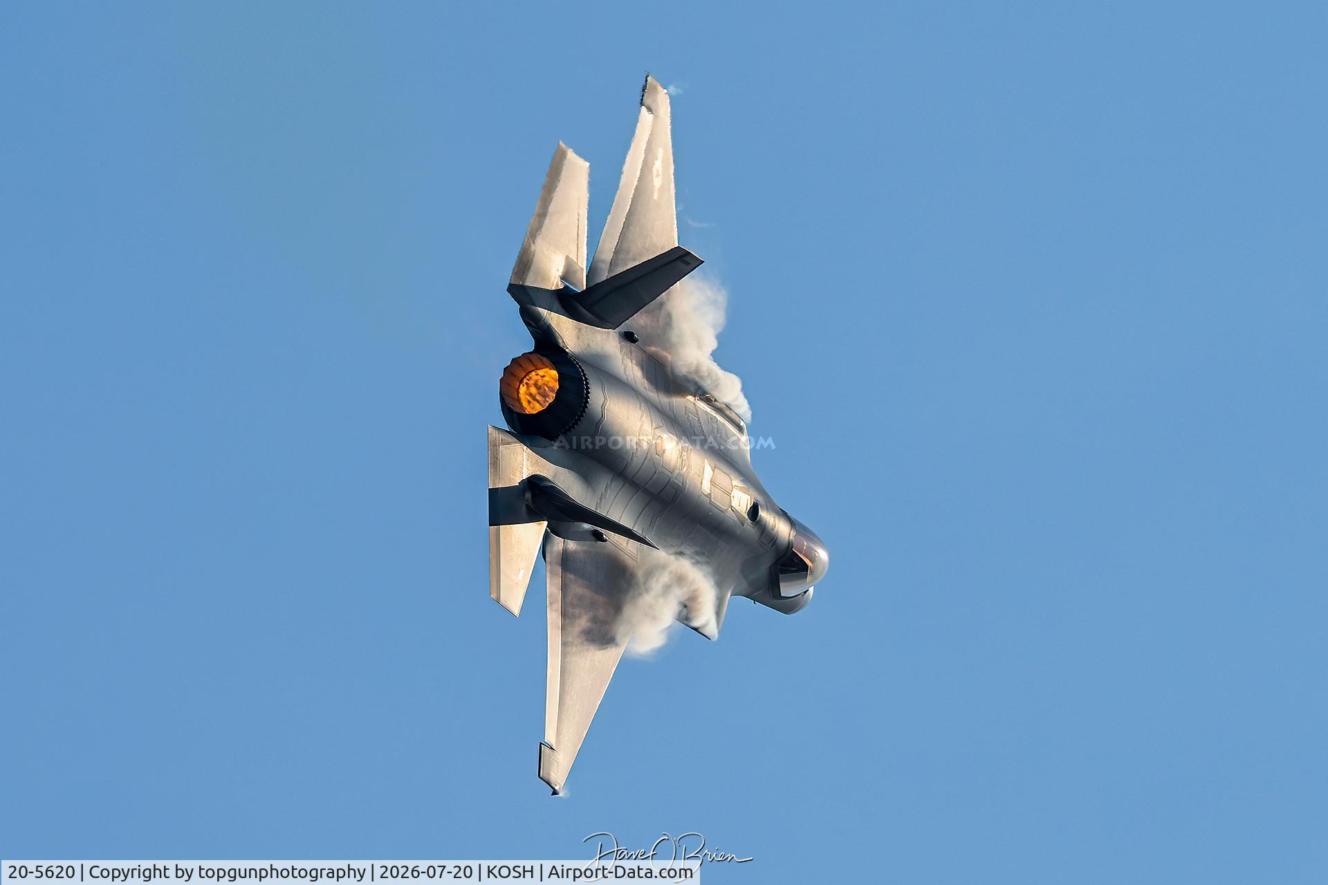 Aircraft 20-5620, Lockheed-Martin F-35A Lightning II, c/n AF-380, BADGER11 making a few low approaches, at KOSH, photo by topgunphotography
