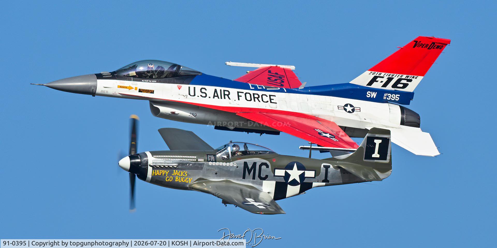 Aircraft 91-0395, 1991 General Dynamics F-16CM Fighting Falcon, c/n CC-93, Heritage Flight, at KOSH, photo by topgunphotography