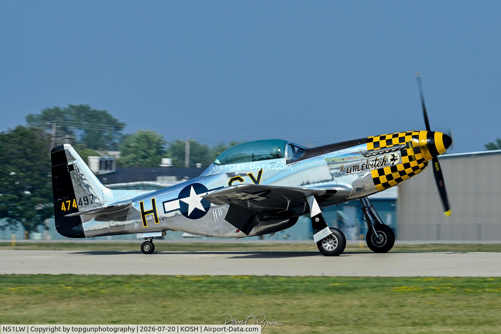 Aircraft N51LW, 1962 North American P-51D Mustang, c/n 122-41037, Little Witch, at KOSH, photo by topgunphotography