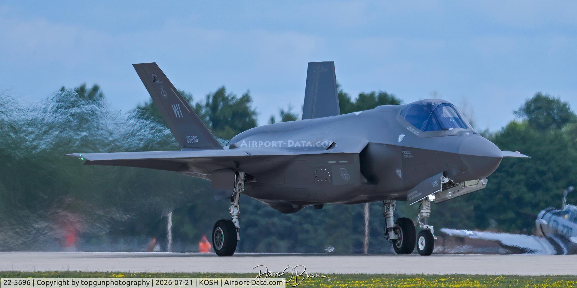 Aircraft 22-5696, 2023 Lockheed Martin F-35A Lighting II, c/n AF-396, BADGER12 heads back to Madison, at KOSH, photo by topgunphotography