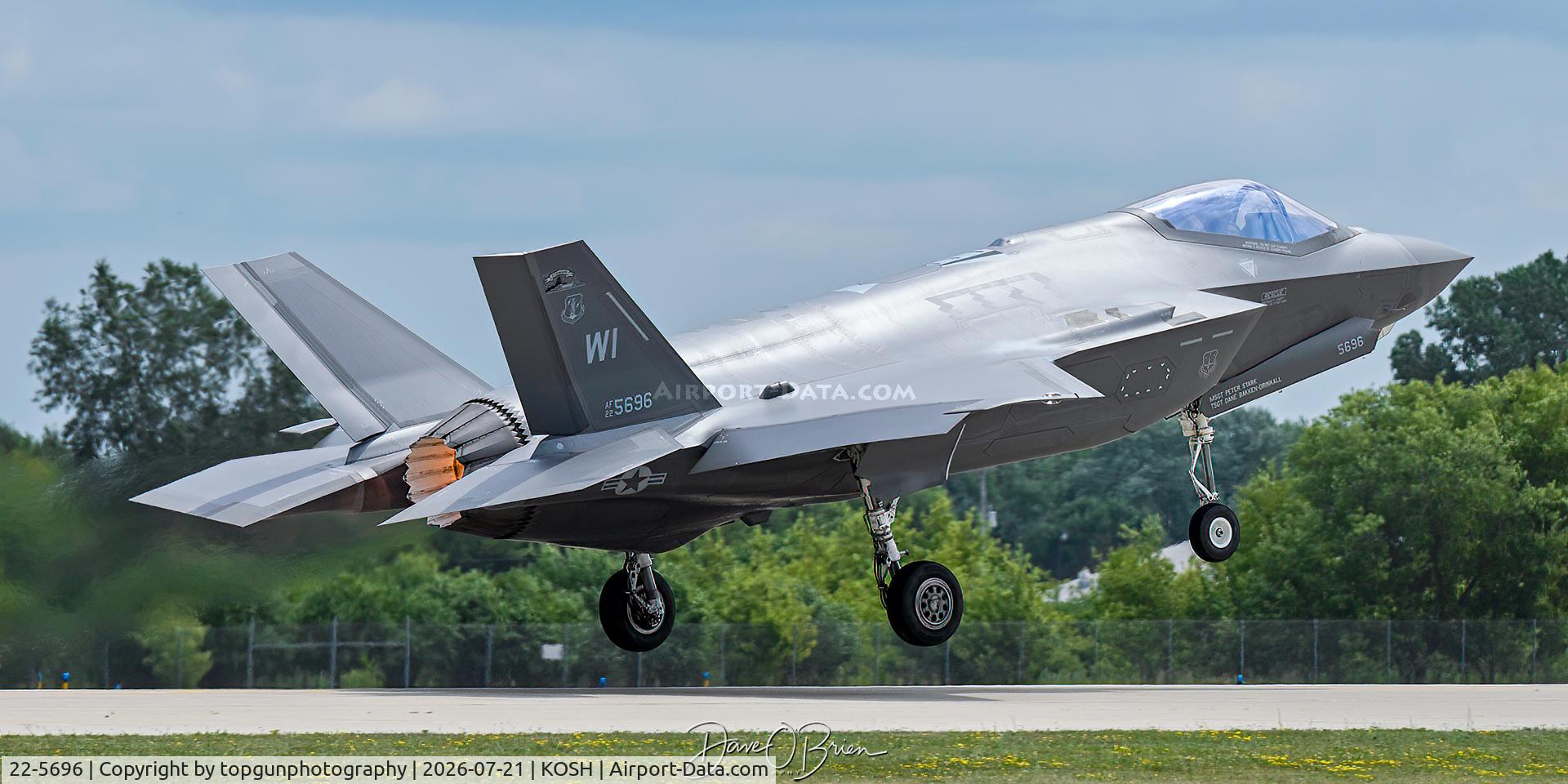 Aircraft 22-5696, 2023 Lockheed Martin F-35A Lighting II, c/n AF-396, BADGER12, at KOSH, photo by topgunphotography