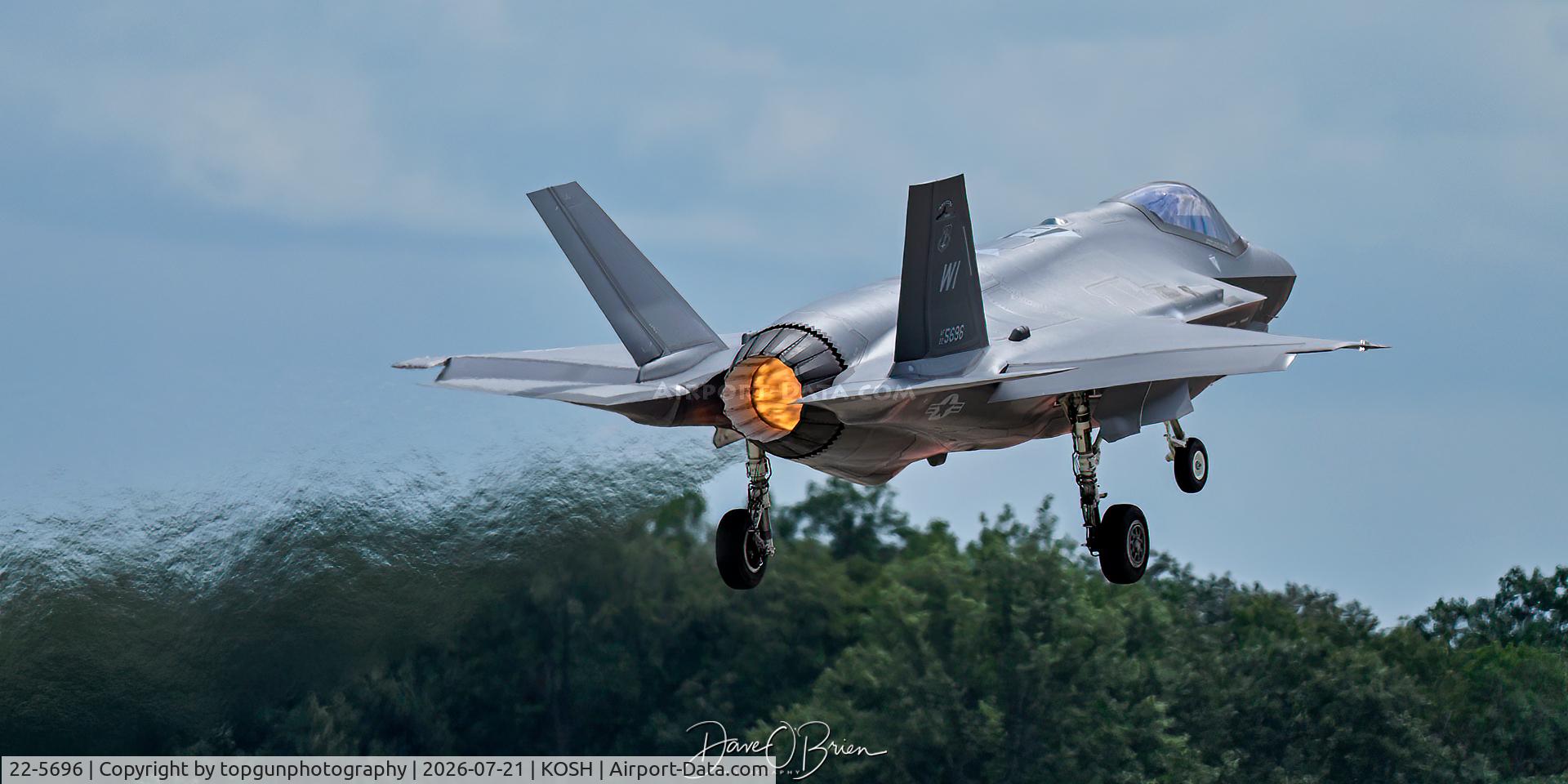 Aircraft 22-5696, 2023 Lockheed Martin F-35A Lighting II, c/n AF-396, BADGER12, at KOSH, photo by topgunphotography