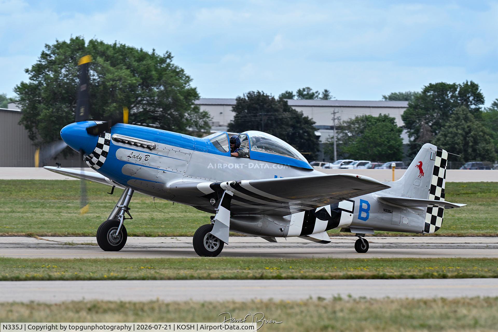 Aircraft N335J, 1945 North American P-51D Mustang, c/n 44-74506, Lady B, at KOSH, photo by topgunphotography