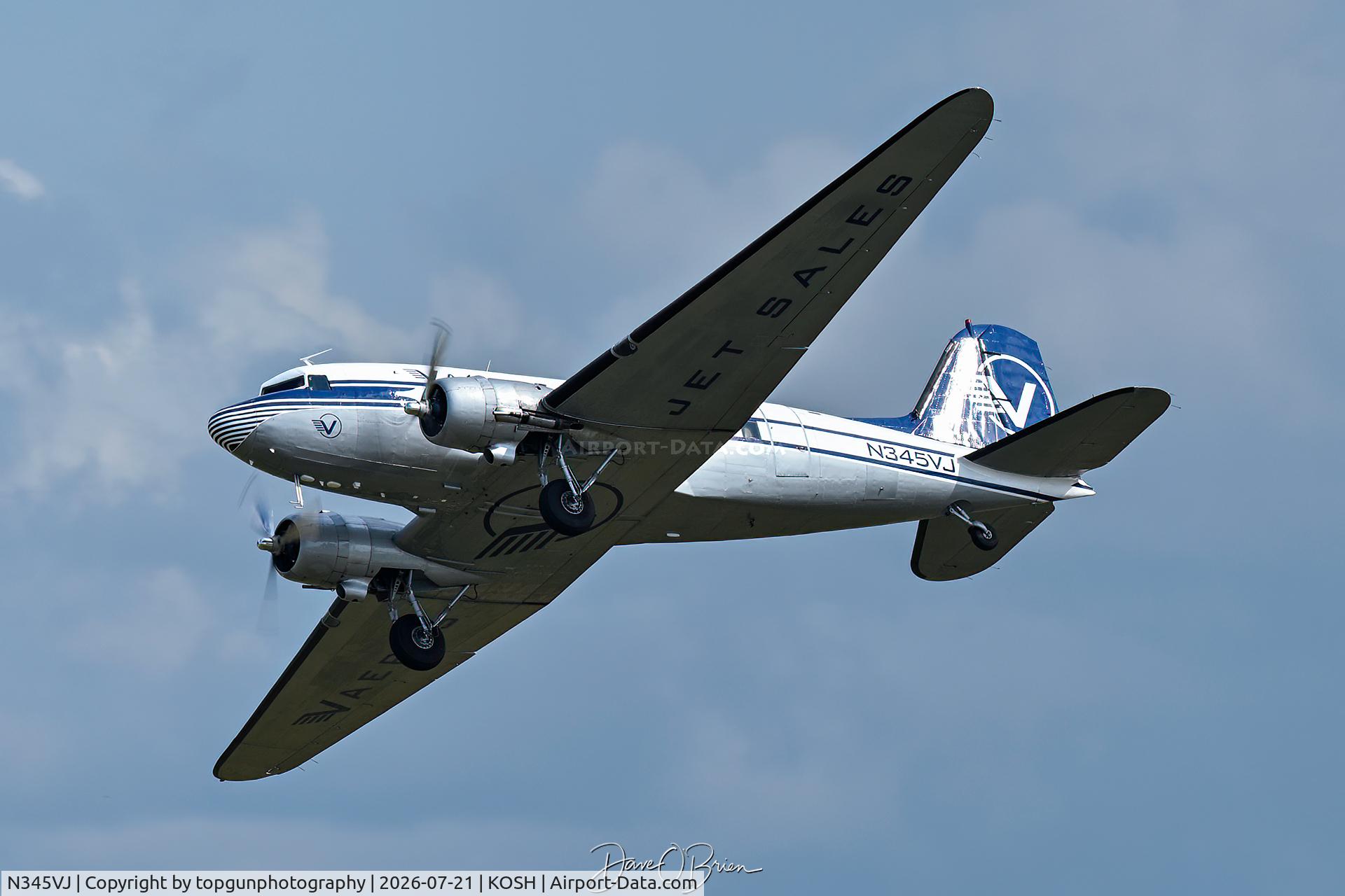 Aircraft N345VJ, 1945 Douglas DC3C, c/n 34378, Vaerus Jet Sales, at KOSH, photo by topgunphotography