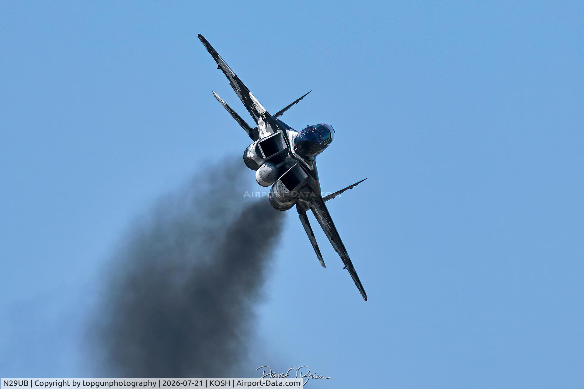 Aircraft N29UB, 1989 Mikoyan-Gurevich MiG-29UB, c/n 50903014896, Jared "ROOK" Isaacman arriving at Oshkosh 26, at KOSH, photo by topgunphotography
