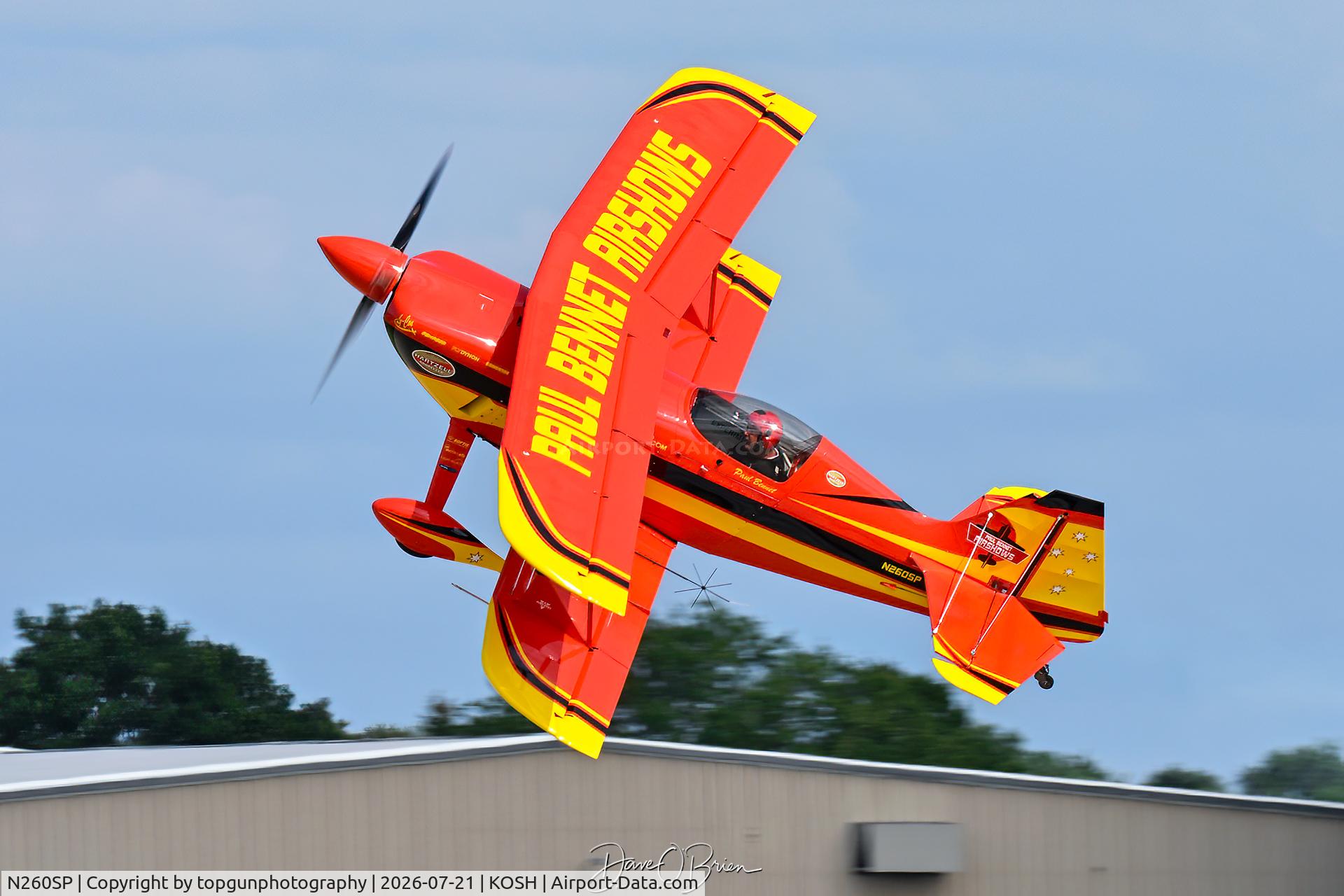 Aircraft N260SP, 1981 Pitts S-2S Special, c/n 1114C, Sean D Tucker's old airplane now being flown by Paul Bennet, at KOSH, photo by topgunphotography