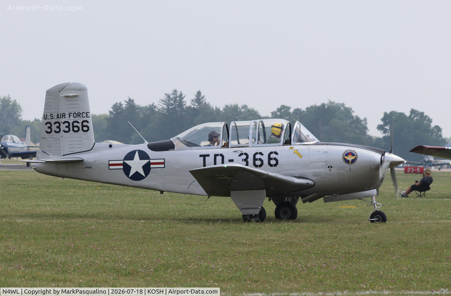 Aircraft N4WL, Beech T-34A (A45) Mentor Mentor, c/n G-127, Beech T-34A, at KOSH, photo by MarkPasqualino