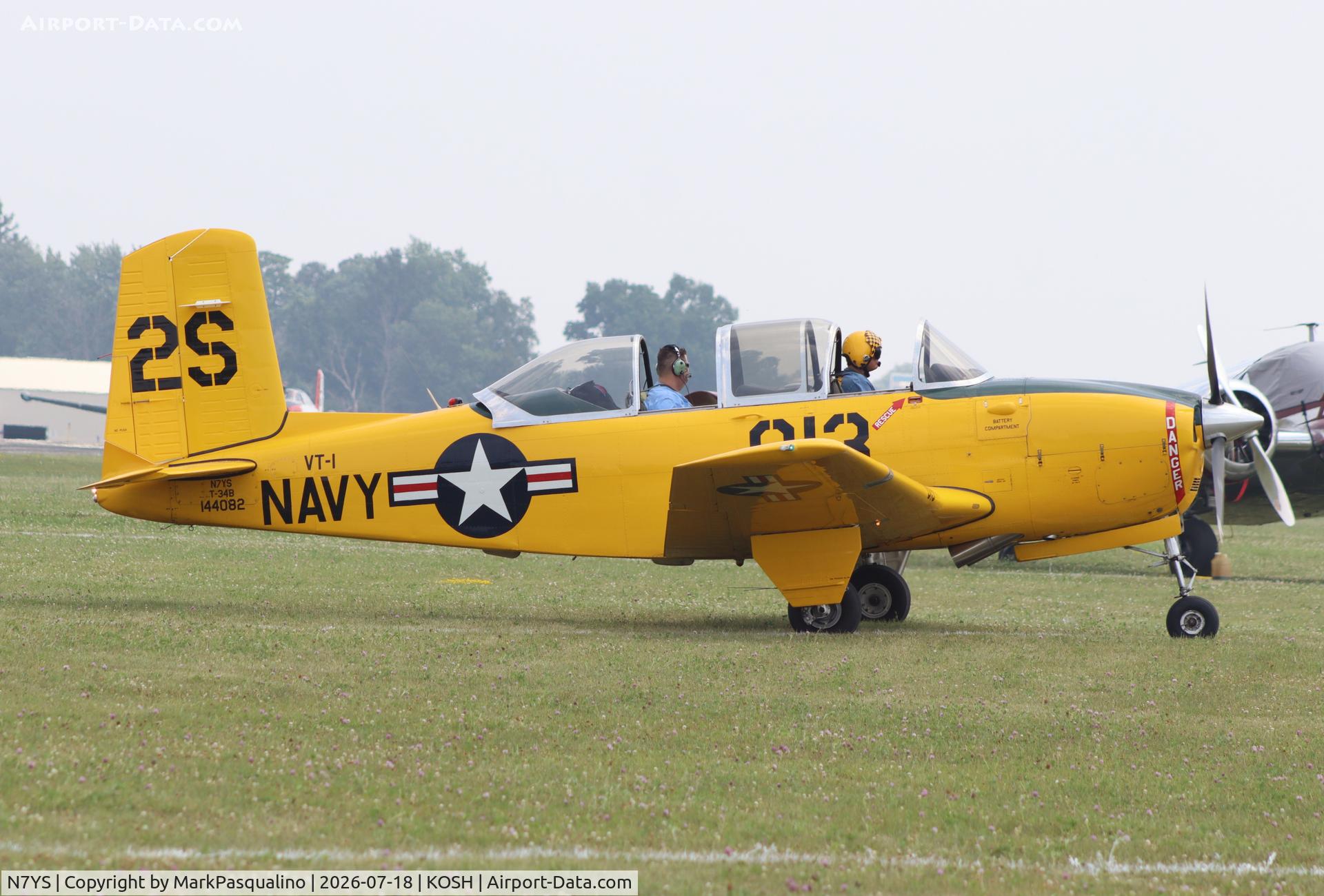 Aircraft N7YS, 1957 Beech D-45 Mentor, c/n BG-389, Beech T-34B, at KOSH, photo by MarkPasqualino