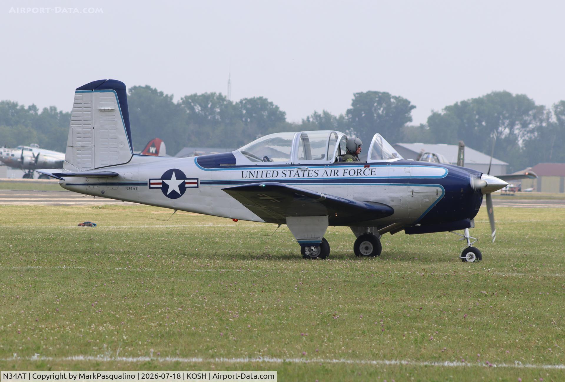 Aircraft N34AT, 1957 Beech T-34A (A45) Mentor Mentor, c/n G-139, Beech T-34A, at KOSH, photo by MarkPasqualino