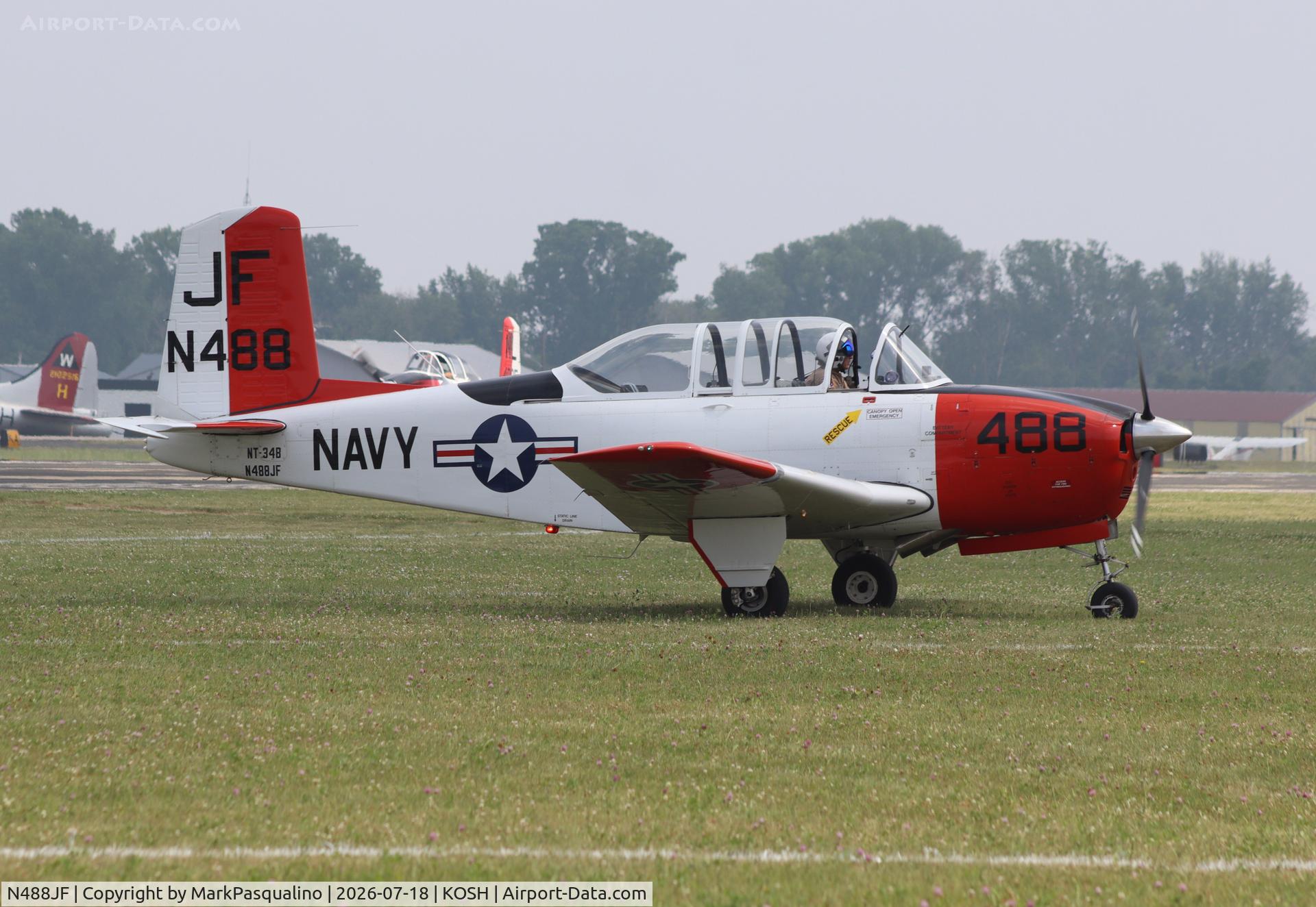 Aircraft N488JF, 1953 Beech T-34A (A45) Mentor Mentor, c/n G-298, Beech T-34A, at KOSH, photo by MarkPasqualino