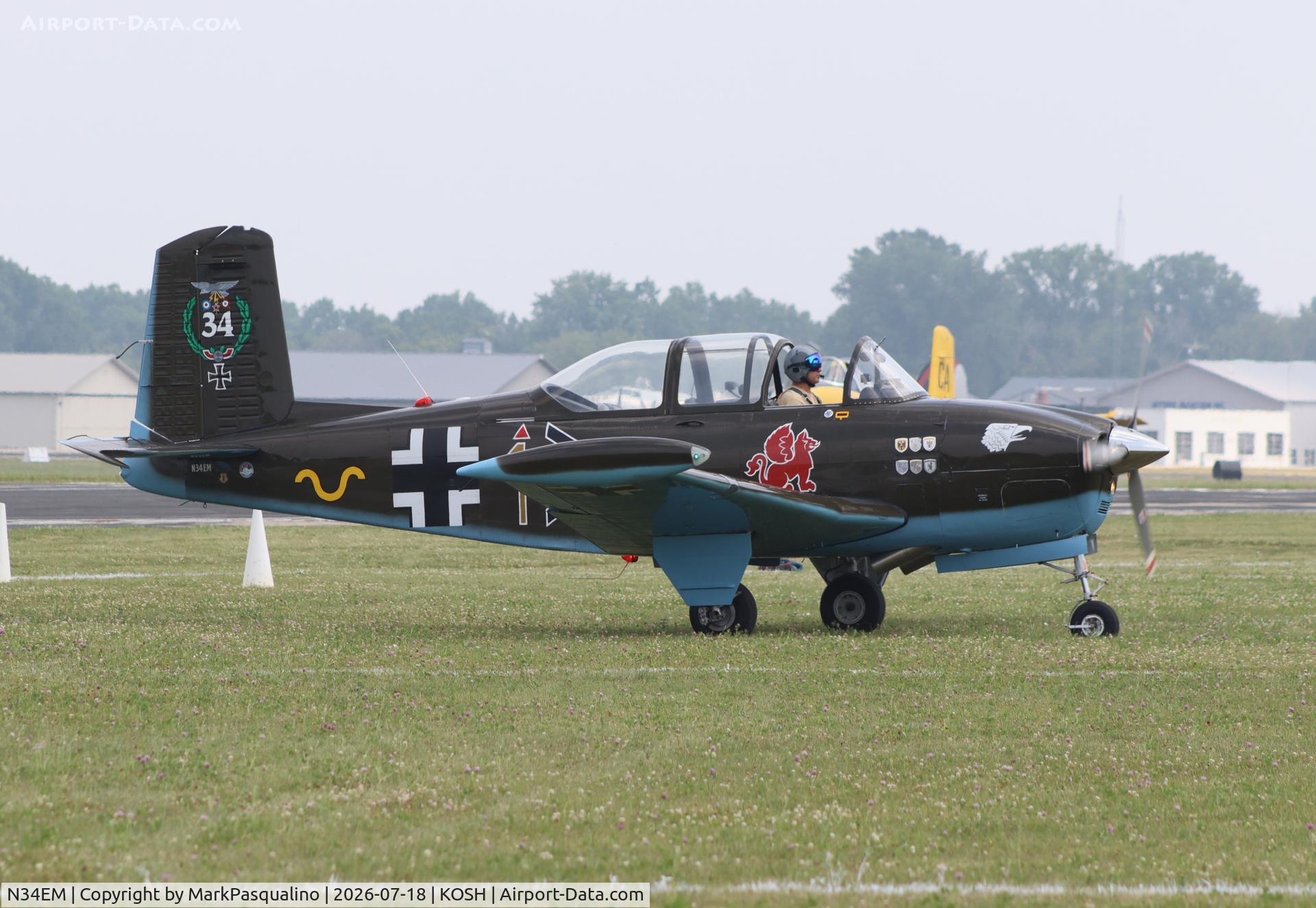 Aircraft N34EM, 1953 Beech (CCF) T-34A (A45) Mentor, c/n CCF34-119, Beech T-34A, at KOSH, photo by MarkPasqualino