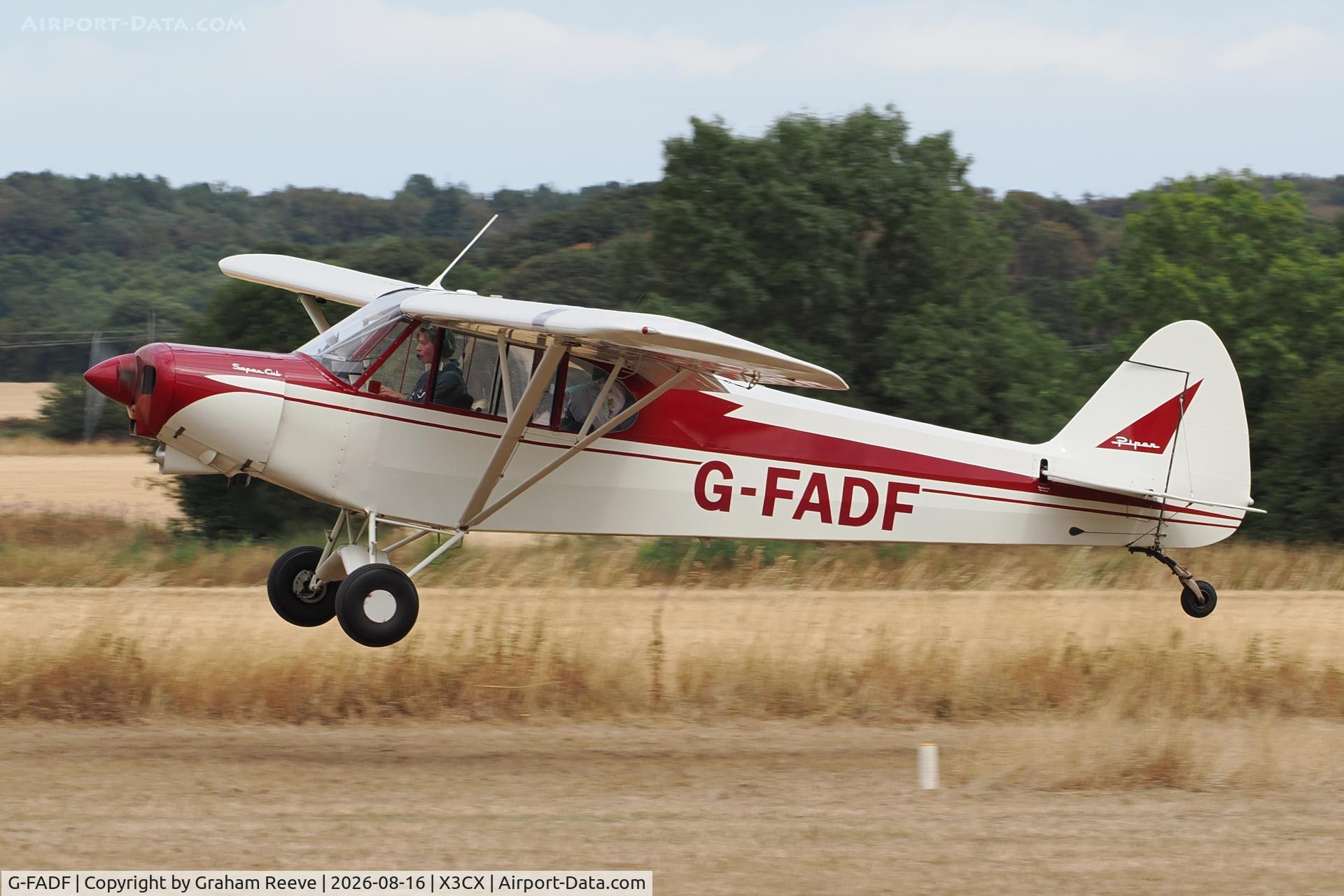 Aircraft G-FADF, 1960 Piper PA-18-150 Super Cub, c/n 18-7510, Departing from Northrepps., at X3CX, photo by Graham Reeve