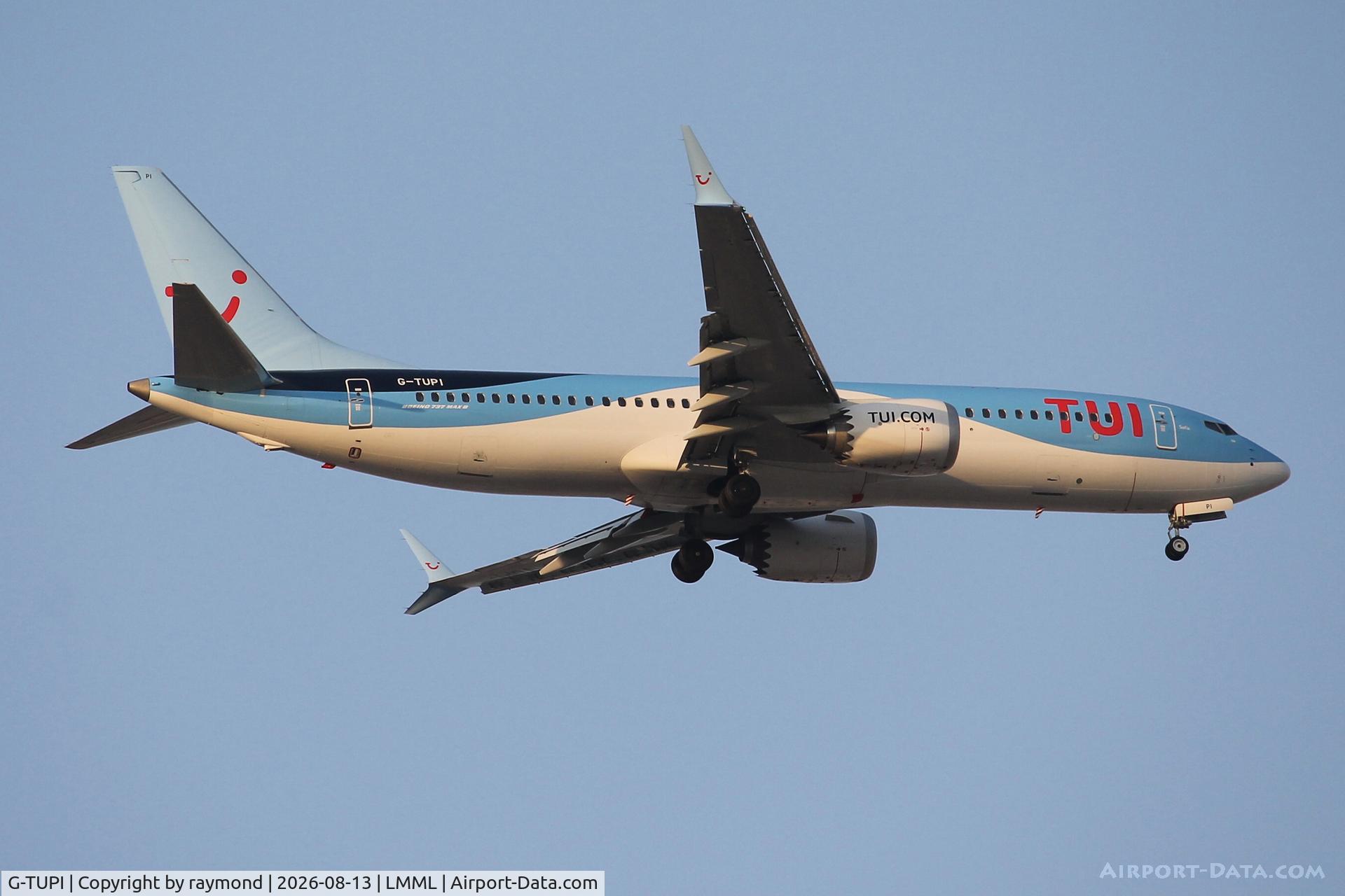Aircraft G-TUPI, 2026 Boeing 737 MAX 8, c/n 44675 l/n 9675, Boeing 737 MAX 8 reg G-TUPI of TuiFly landing in Malta RW13., at LMML, photo by raymond