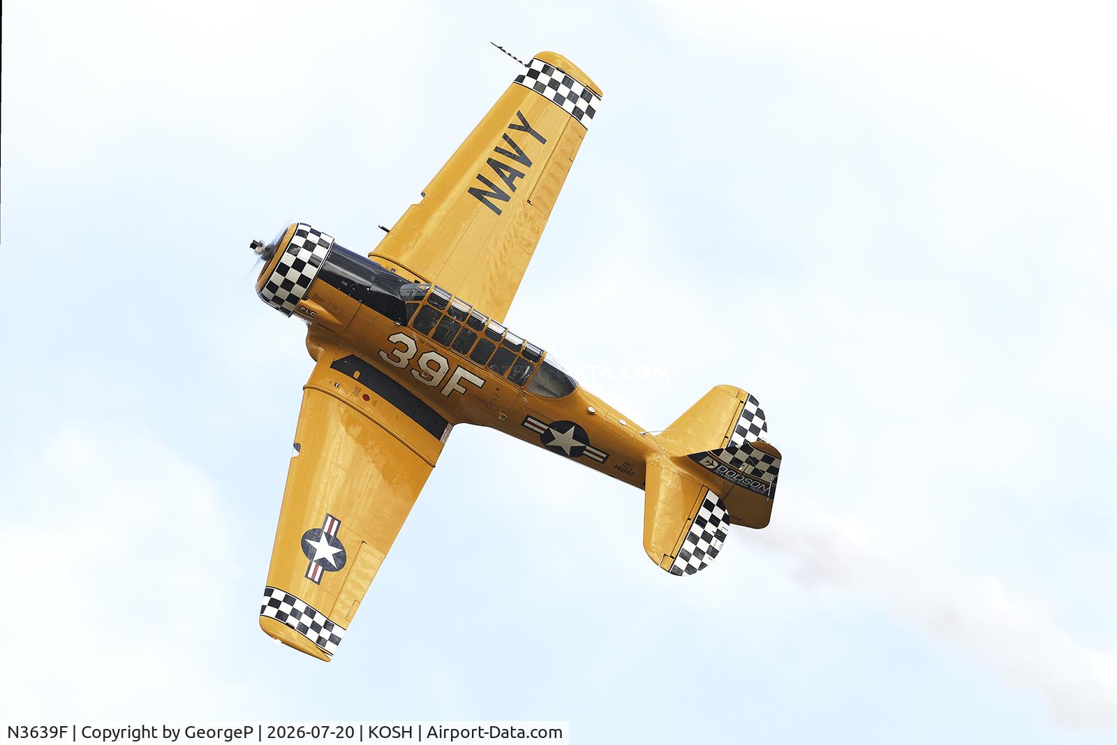 Aircraft N3639F, North American SNJ-6 Texan, c/n 121-43111, Airventure 2026., at KOSH, photo by GeorgeP