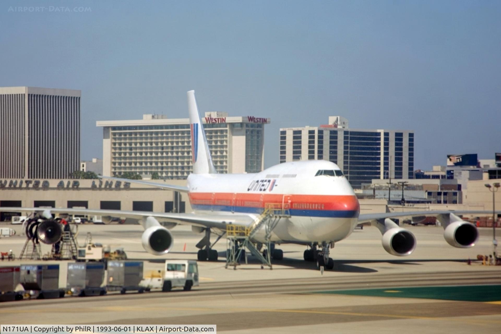 Aircraft N171UA, 1989 Boeing 747-422, c/n 24322, N171UA B747-400 United Airlined LAX, at KLAX, photo by PhilR