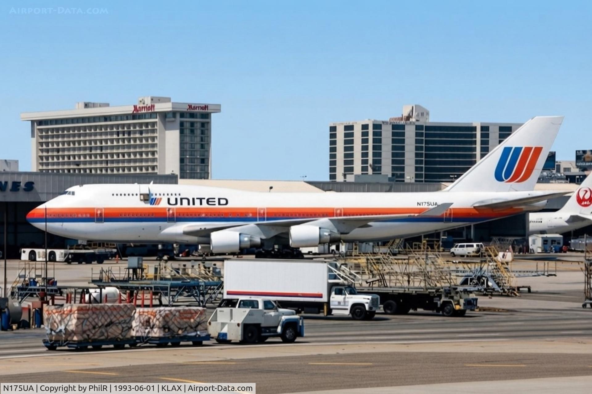 Aircraft N175UA, 1990 Boeing 747-422, c/n 24382, N175UA B747-400 LAX, at KLAX, photo by PhilR