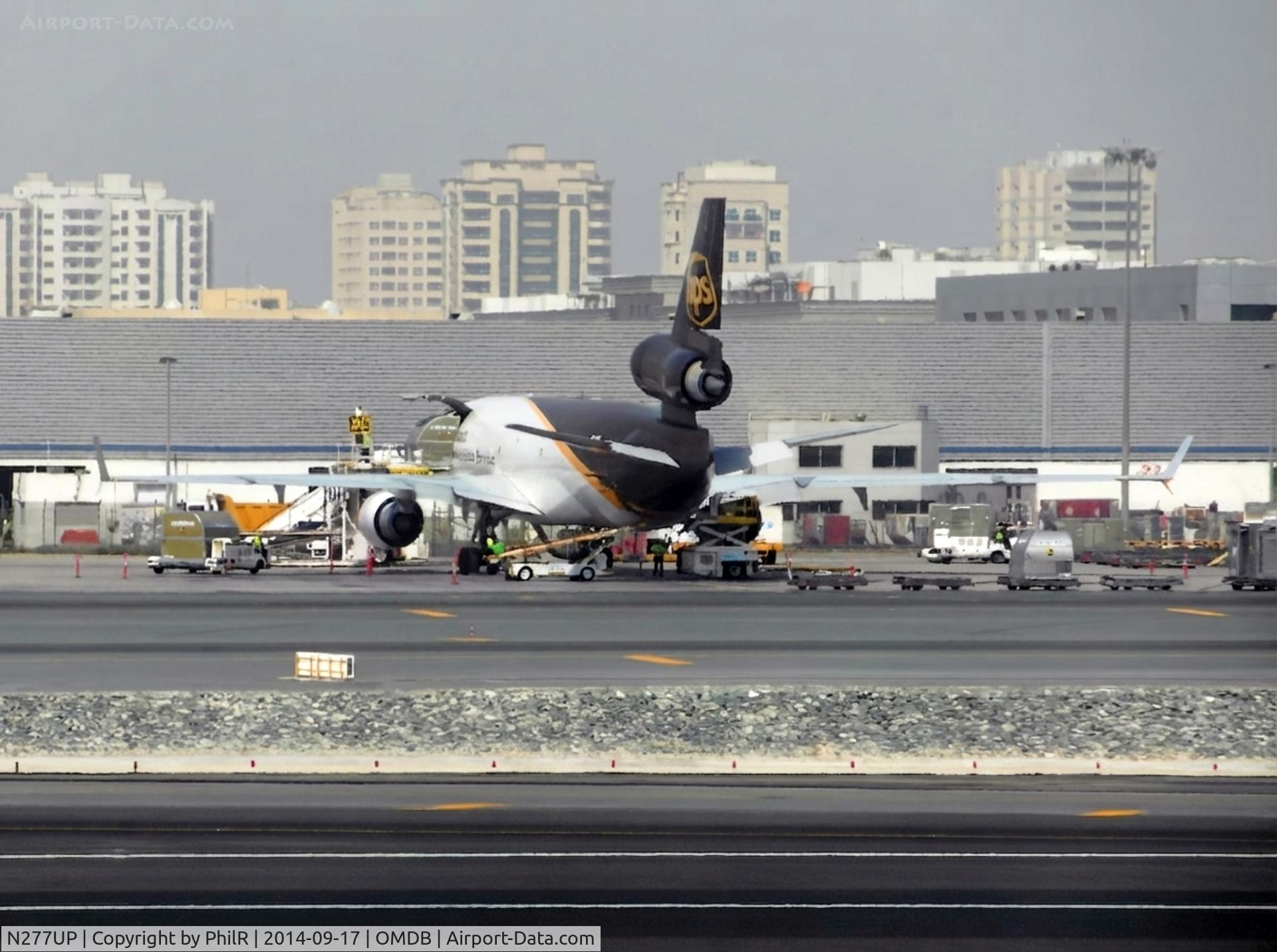 Aircraft N277UP, 1995 McDonnell Douglas MD-11, c/n 48578, N277UP 1995 MD-11F UPS DXB, at OMDB, photo by PhilR