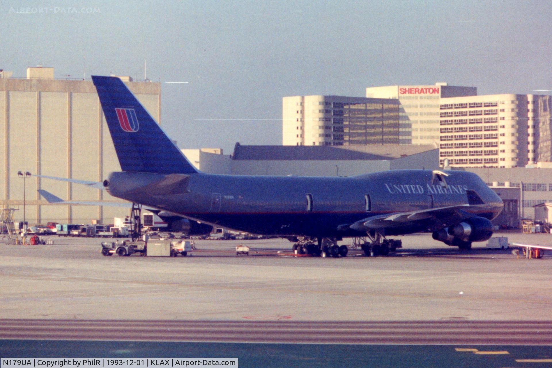 Aircraft N179UA, 1991 Boeing 747-422, c/n 25158 l/n 1121, N179UA 1991 B747-400 United LAX, at KLAX, photo by PhilR