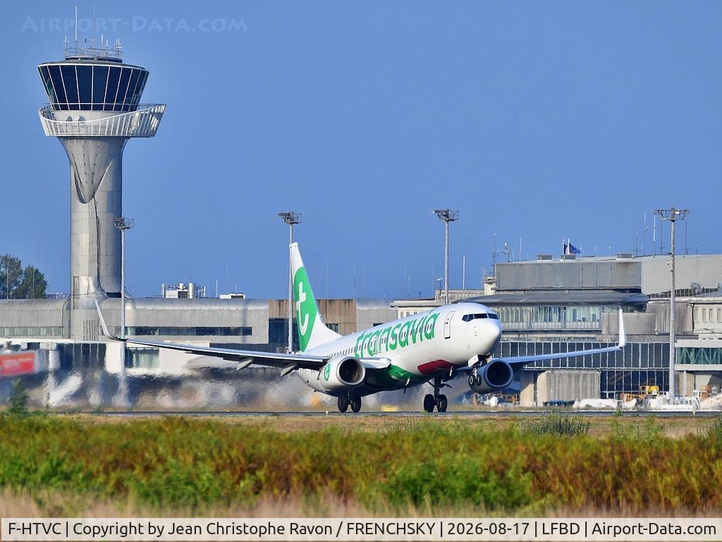 Aircraft F-HTVC, 2016 Boeing 737-8K2, c/n 62150, Bordeaux (BOD) Tirana (TIA) TO4048, at LFBD, photo by Jean Christophe Ravon / FRENCHSKY