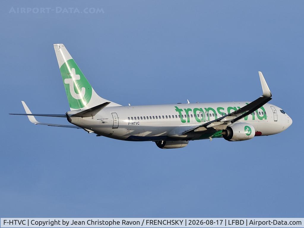 Aircraft F-HTVC, 2016 Boeing 737-8K2, c/n 62150, Bordeaux (BOD) Tirana (TIA) TO4048, at LFBD, photo by Jean Christophe Ravon / FRENCHSKY