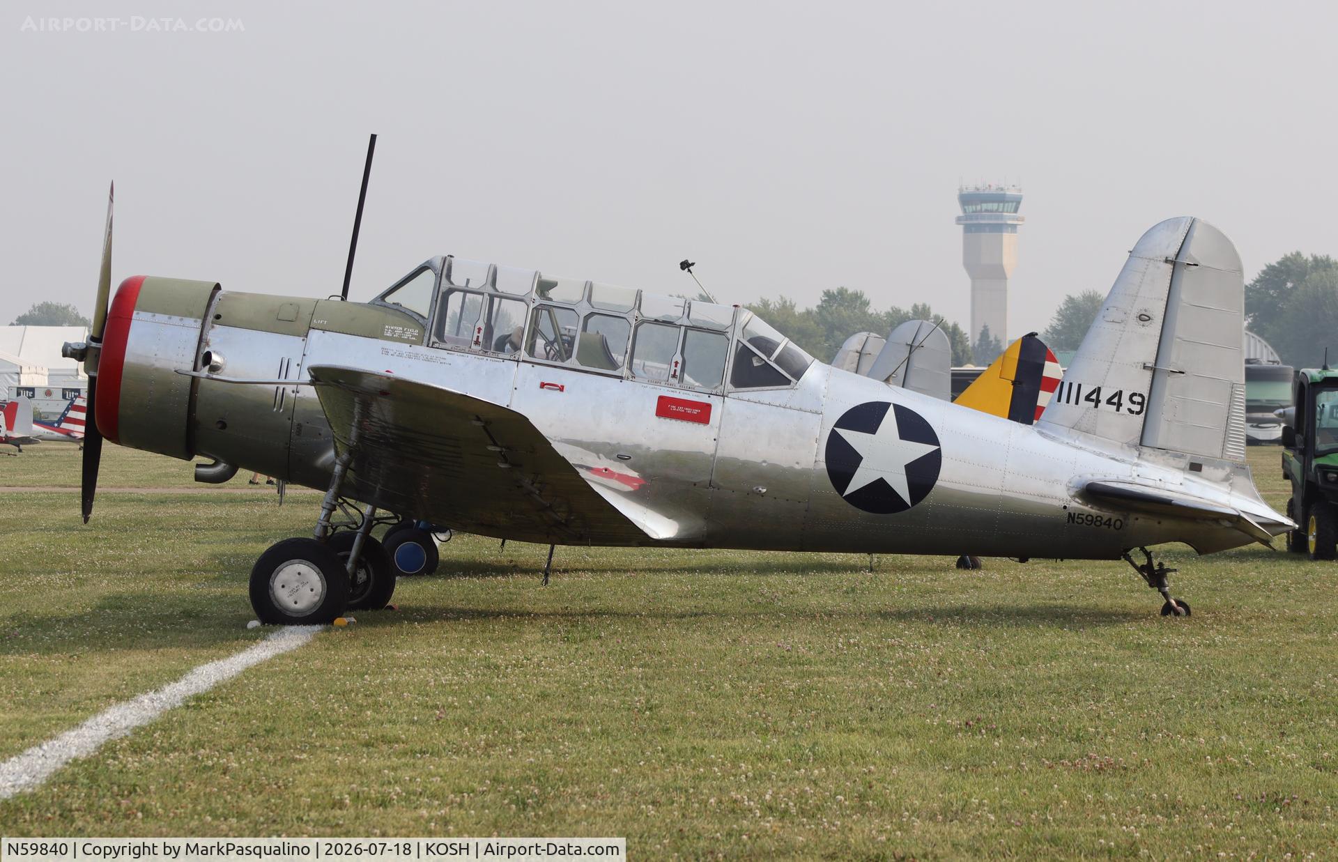 Aircraft N59840, 1946 Consolidated Vultee BT-13B (SNV-2), c/n 2459, Vultee BT-13B, at KOSH, photo by MarkPasqualino