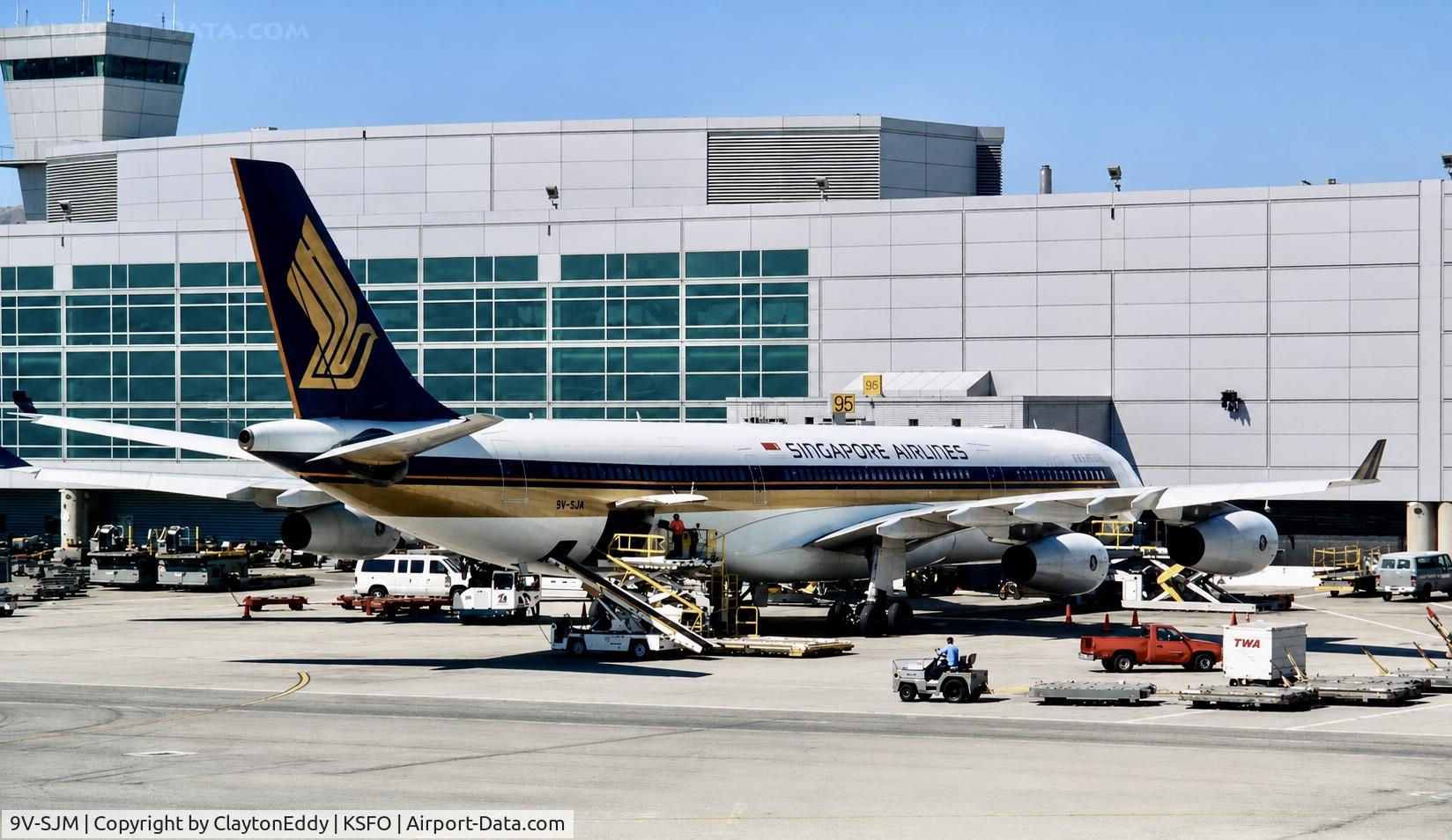 Aircraft 9V-SJM, 1998 Airbus A340-313, c/n 215, SFO 1990's?, at KSFO, photo by ClaytonEddy