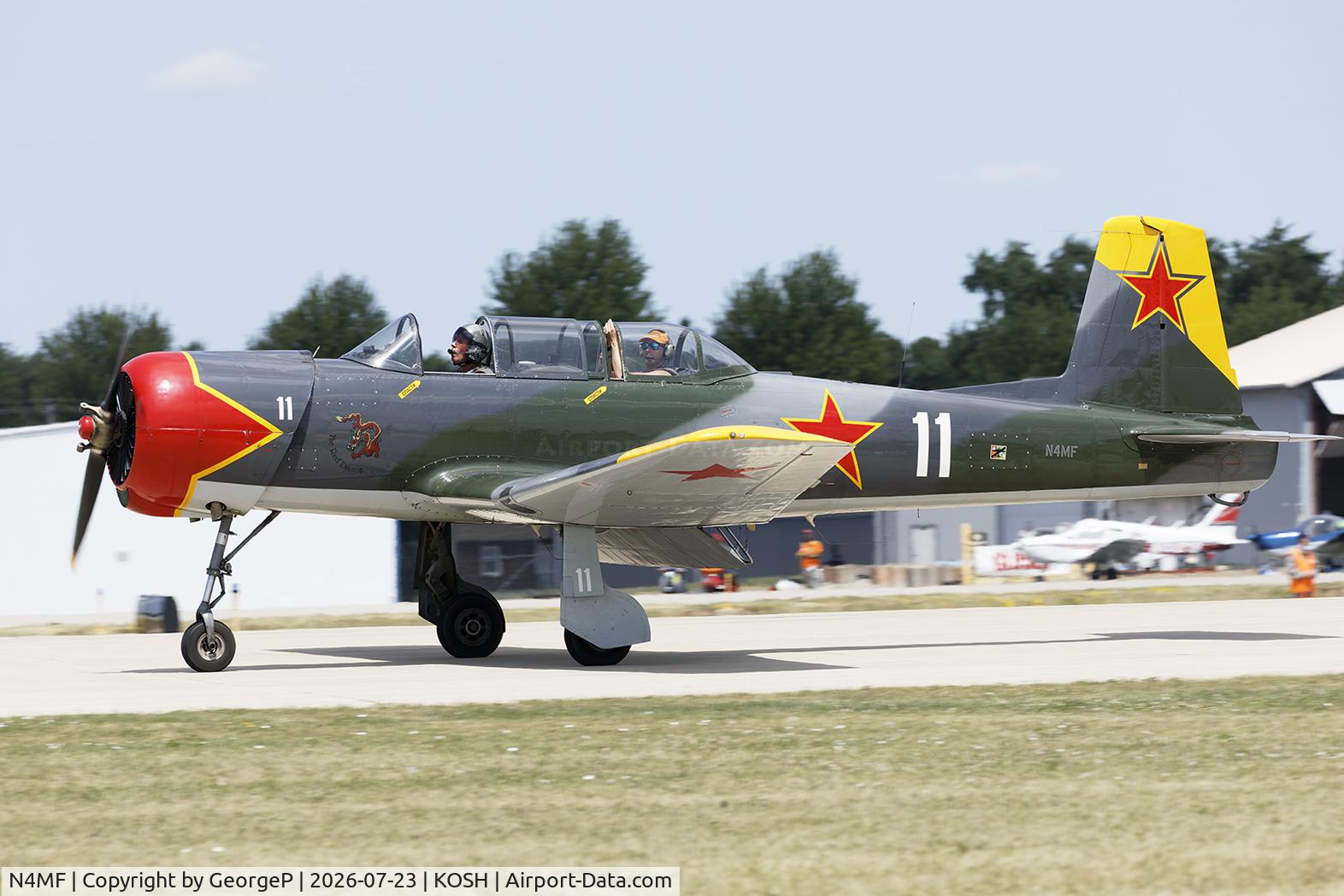 Aircraft N4MF, Nanchang CJ-6, c/n 2951203, Airventure 2026., at KOSH, photo by GeorgeP