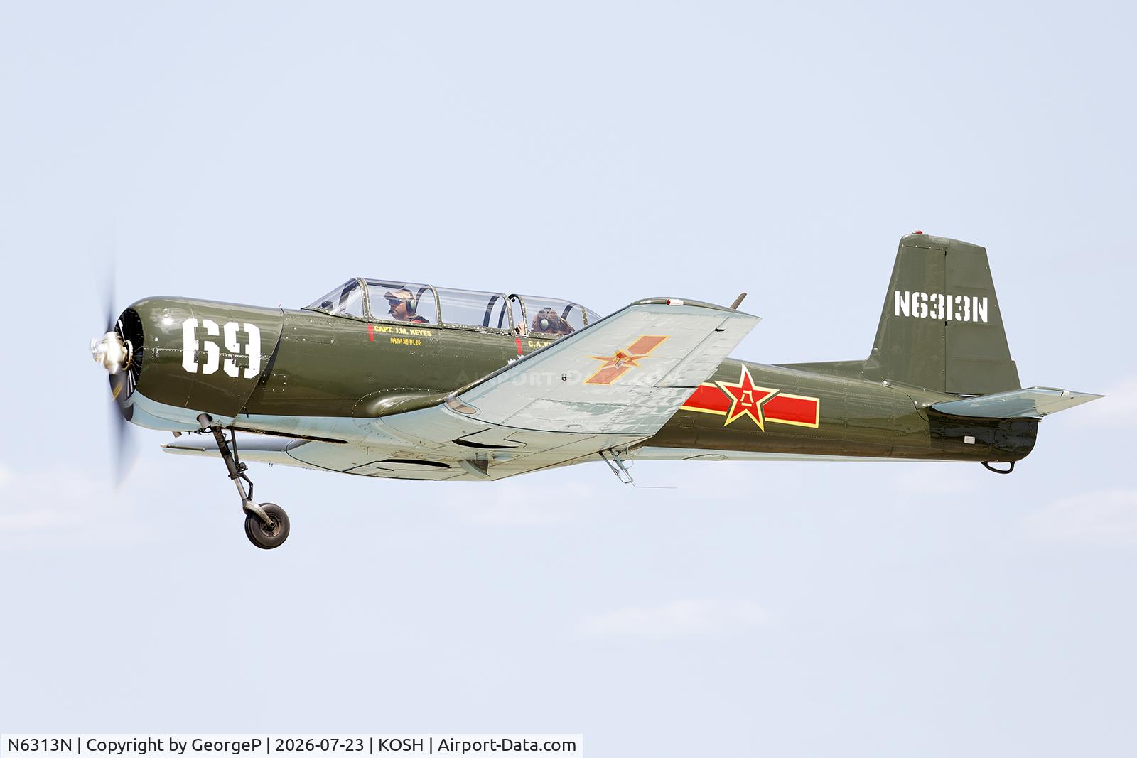 Aircraft N6313N, 1979 Nanchang CJ-6A, c/n 3532022, Airventure 2026., at KOSH, photo by GeorgeP