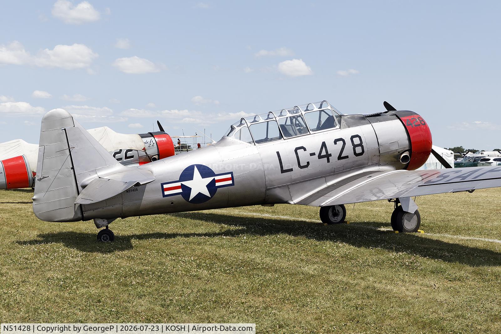Aircraft N51428, 1957 North American AT-6C, c/n 51429, Airventure 2026., at KOSH, photo by GeorgeP