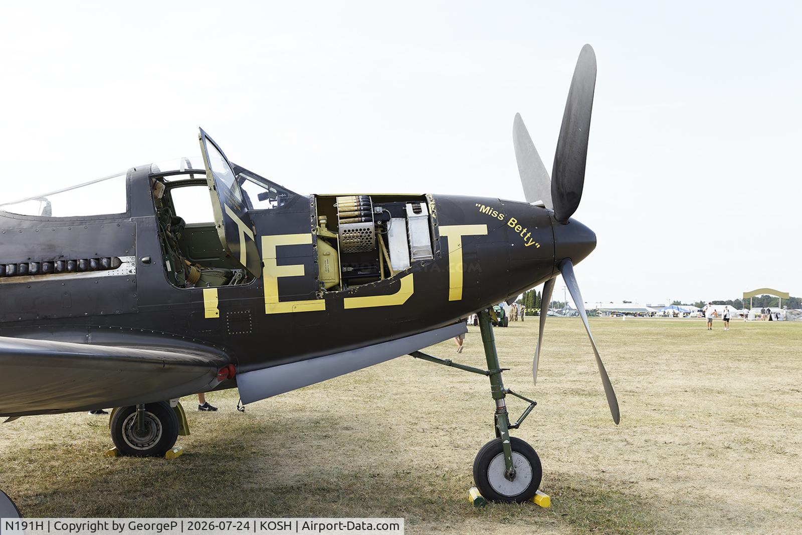 Aircraft N191H, 1944 Bell P-63A-6-BE Kingcobra, c/n 33-11, Airventure 2026., at KOSH, photo by GeorgeP