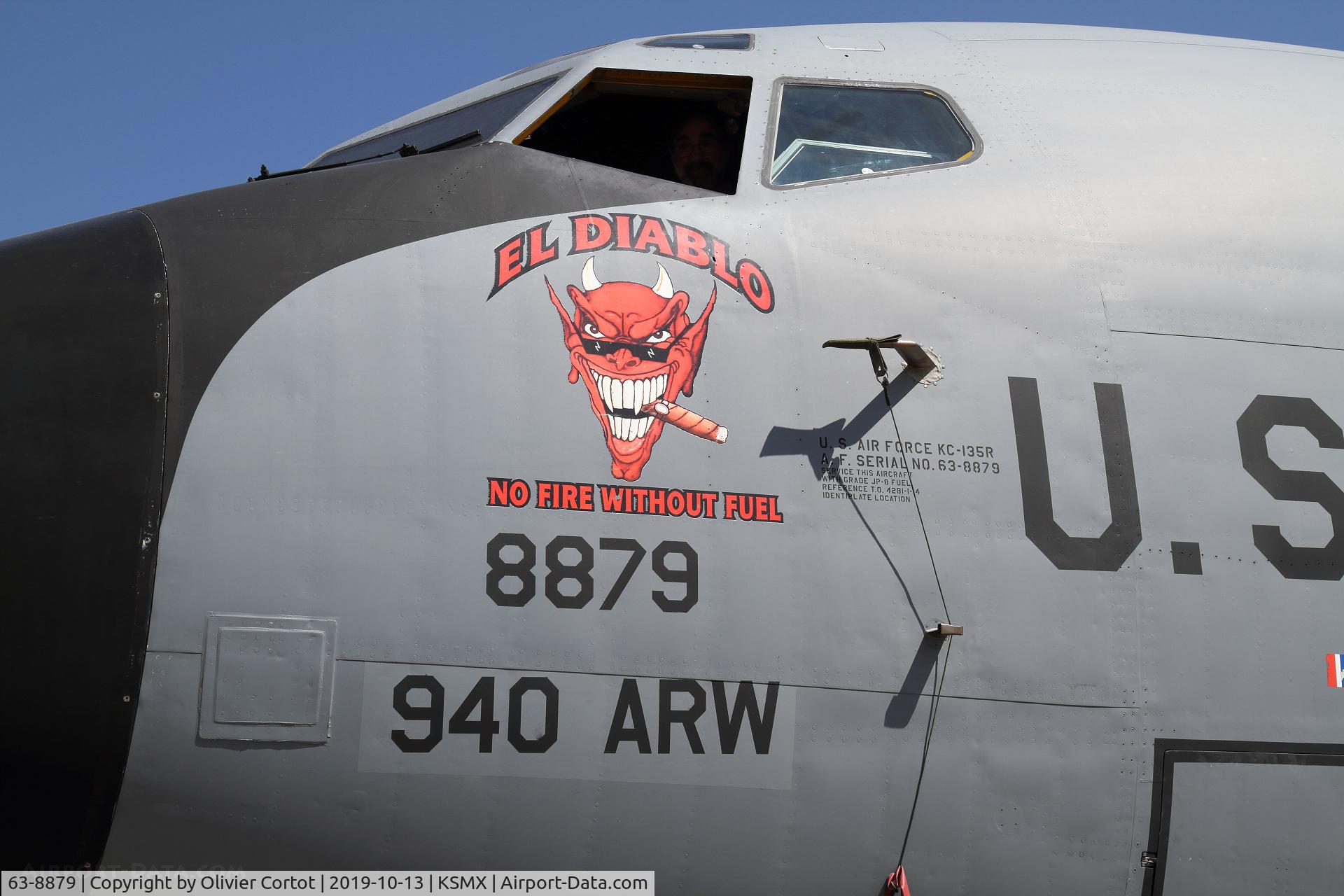 Aircraft 63-8879, 1963 Boeing KC-135R Stratotanker, c/n 18727, nose art, at KSMX, photo by Olivier Cortot