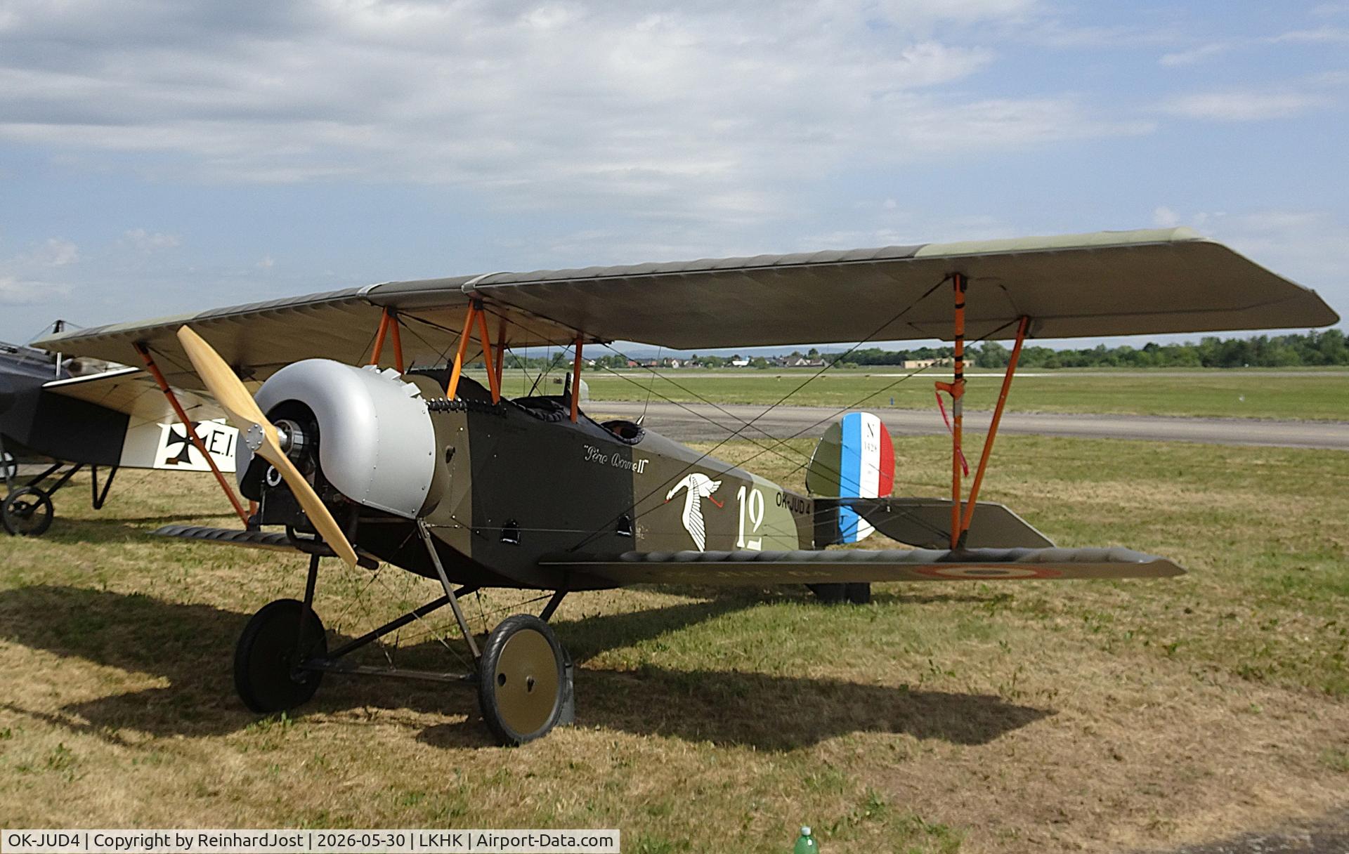 Aircraft OK-JUD4, Nieuport 12 Replica, c/n 142, As N1428 - Père Dorme II this Nieuport 12 Replica, based at Mlada Boleslav, visits the Airshow 2026 at Hradec Kralove, at LKHK, photo by ReinhardJost