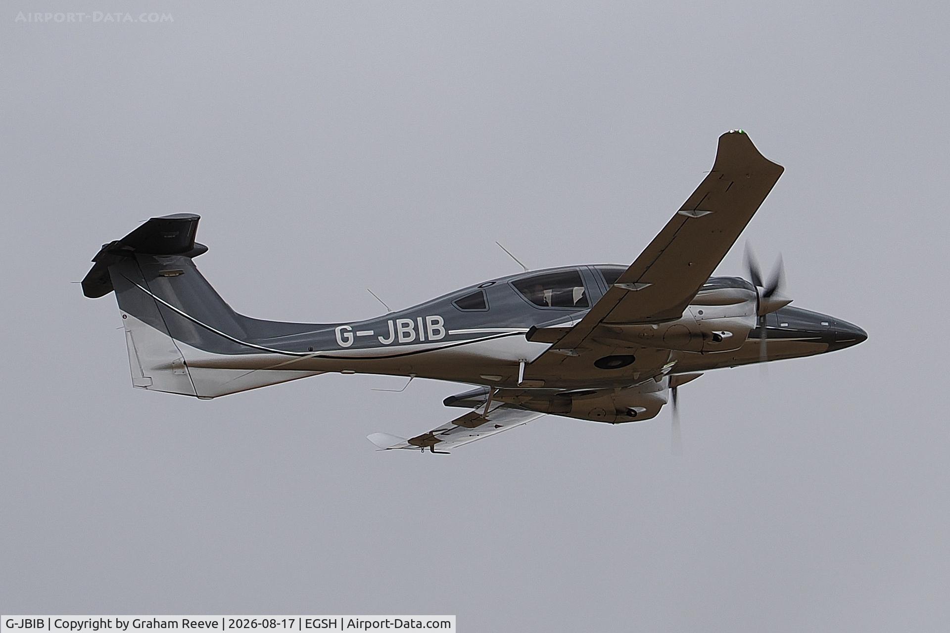 Aircraft G-JBIB, 2019 Diamond DA-62, c/n 62.129, Departing from Norwich., at EGSH, photo by Graham Reeve