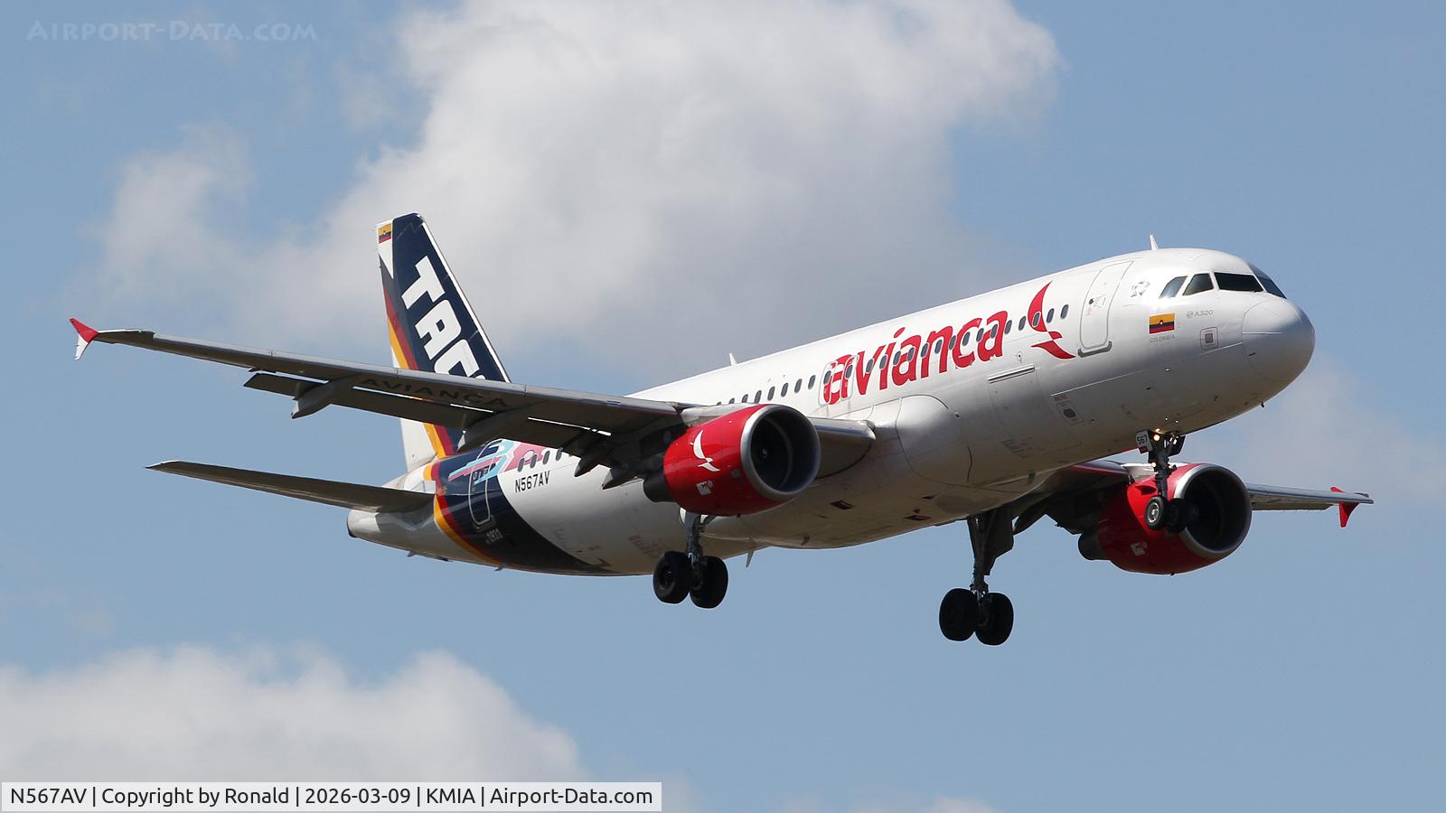 Aircraft N567AV, 2011 Airbus A320-214, c/n 4567, at mia, at KMIA, photo by Ronald
