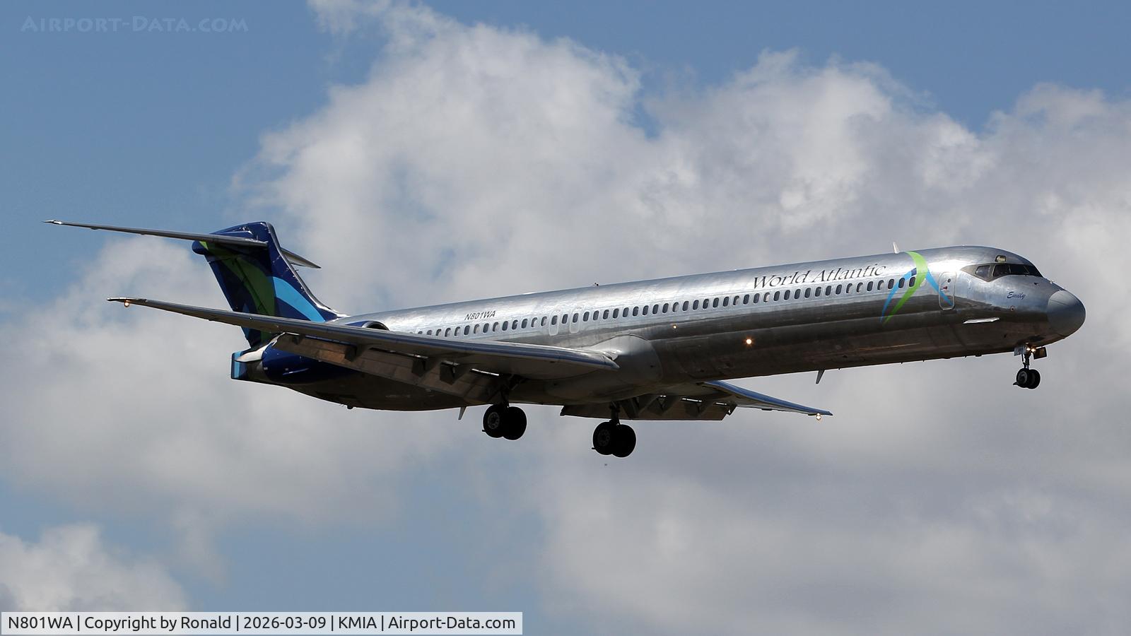 Aircraft N801WA, 1992 Douglas DC-9-83(MD-83), c/n 53291, at mia, at KMIA, photo by Ronald