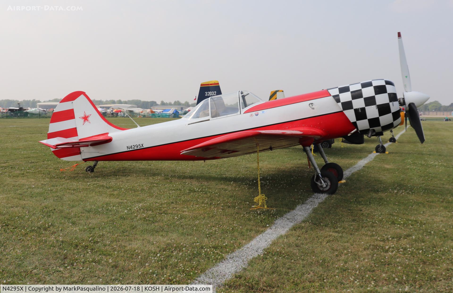 Aircraft N4295X, 1975 Yakovlev YAK-50, c/n 750503, YAK-50, at KOSH, photo by MarkPasqualino