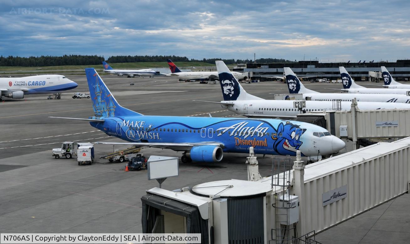 Aircraft N706AS, 1998 Boeing 737-490, c/n 28894, KSEA 2013, at SEA, photo by ClaytonEddy