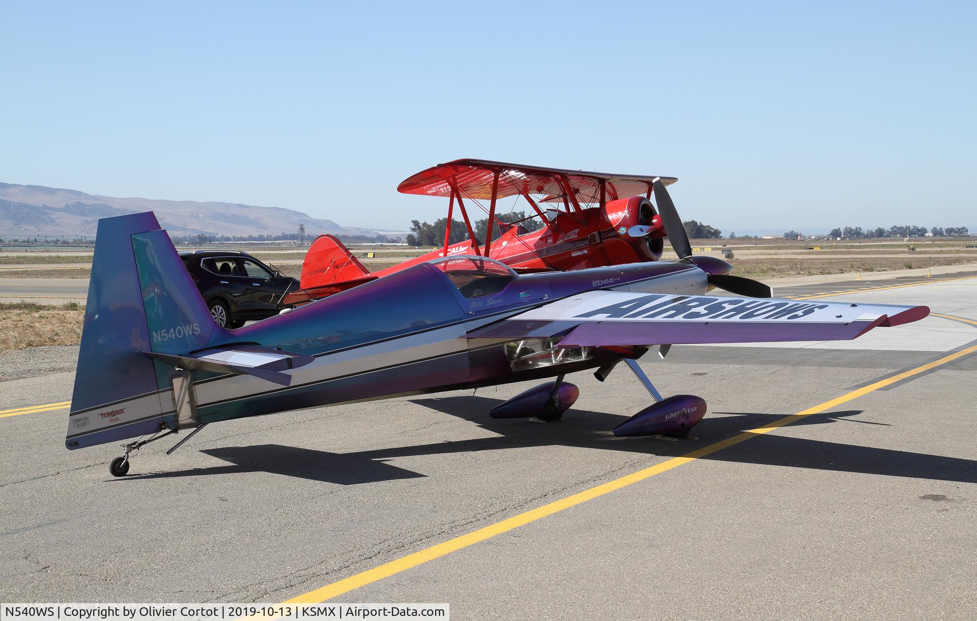 Aircraft N540WS, 2002 Zivko Edge 540, c/n 0032, 2019 airshow, at KSMX, photo by Olivier Cortot