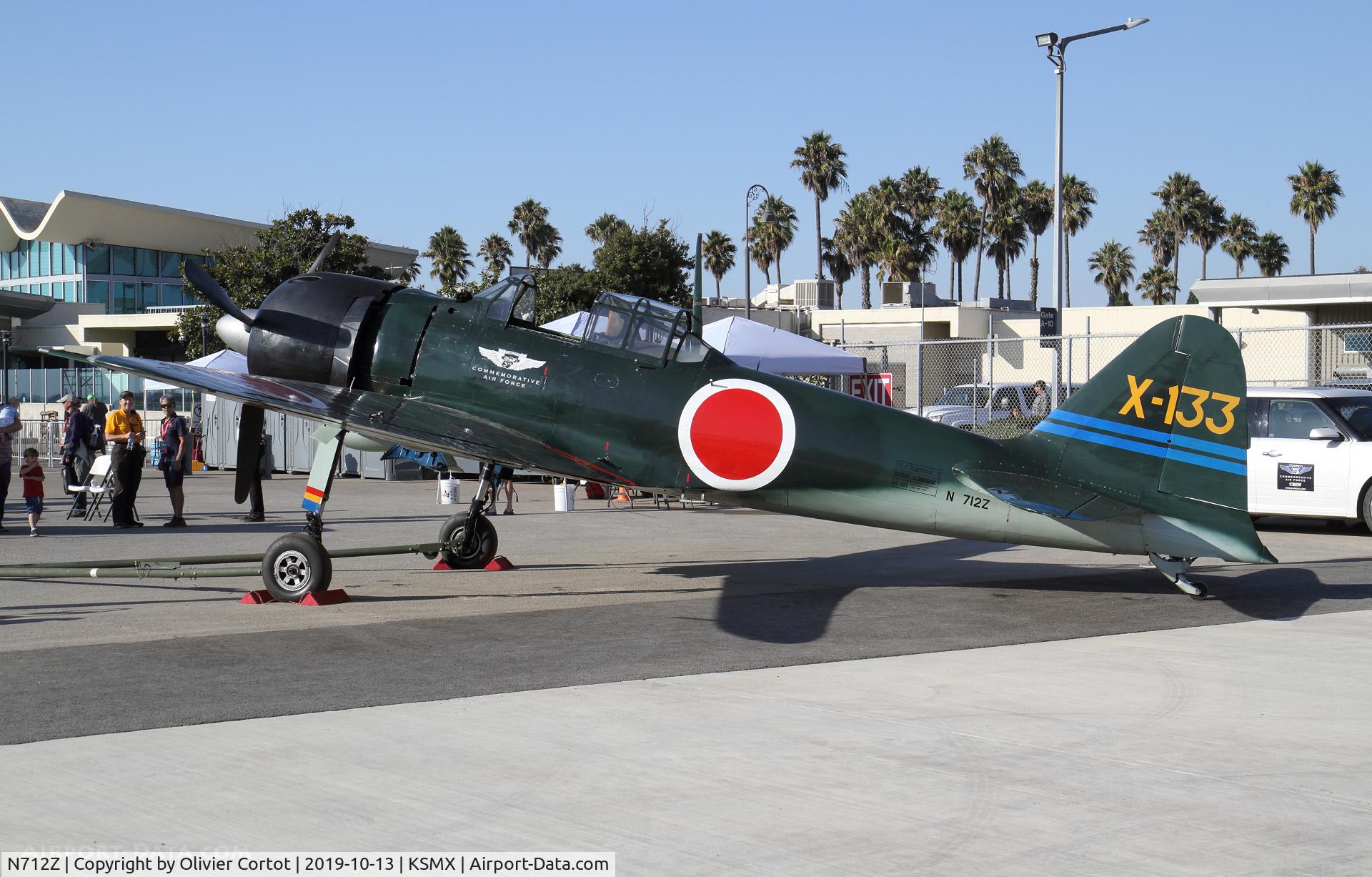 Aircraft N712Z, 1942 Mitsubishi A6M3 Reisen (Zero), c/n 3869, 2019 airshow, at KSMX, photo by Olivier Cortot