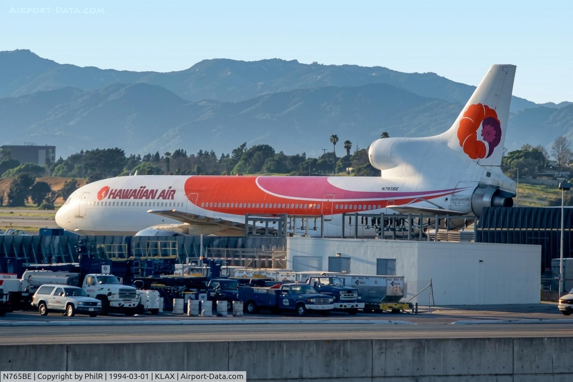 Aircraft N765BE, 1975 Lockheed L-1011-385-1 TriStar 1, c/n 193P-1105, N765BE L1011 Tristar Hawaiian Air LAX, at KLAX, photo by PhilR