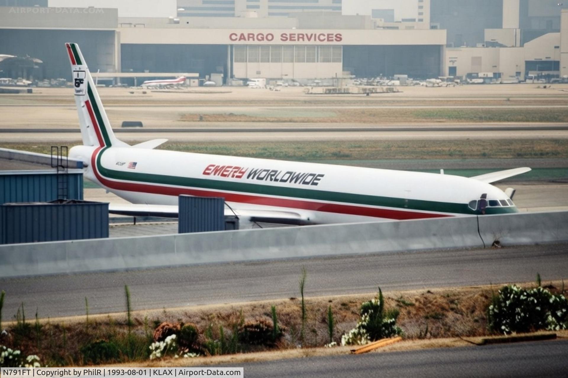 Aircraft N791FT, 1969 Douglas DC-8-73F, c/n 46045, N791FT DC-8-70F Emery Worldwide LAX, at KLAX, photo by PhilR