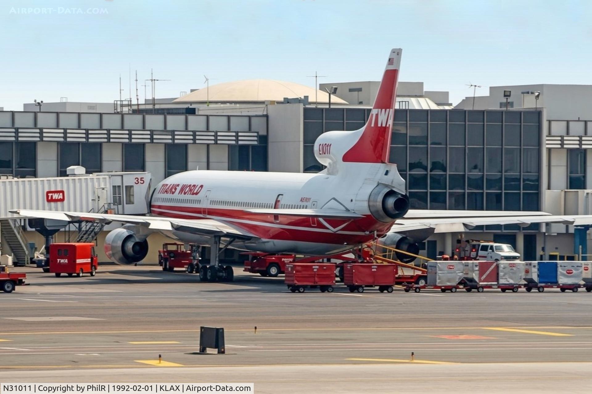 Aircraft N31011, 1973 Lockheed L-1011-385-1 TriStar 1, c/n 193B-1031, N31011 L1011 Tristar TWA LAX, at KLAX, photo by PhilR