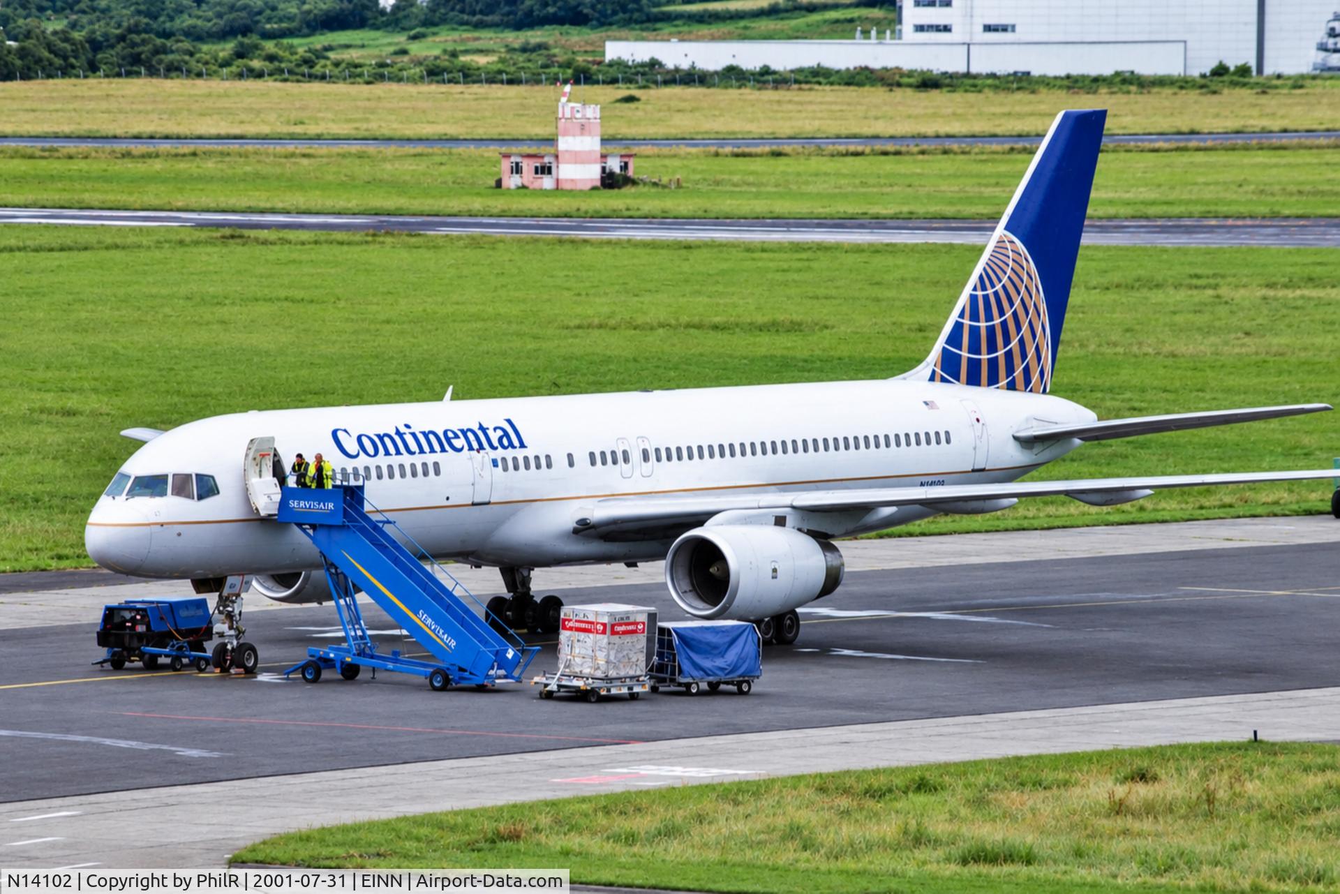Aircraft N14102, 1994 Boeing 757-224, c/n 27292, N14102 B757-200 Continental Airlines SNN, at EINN, photo by PhilR