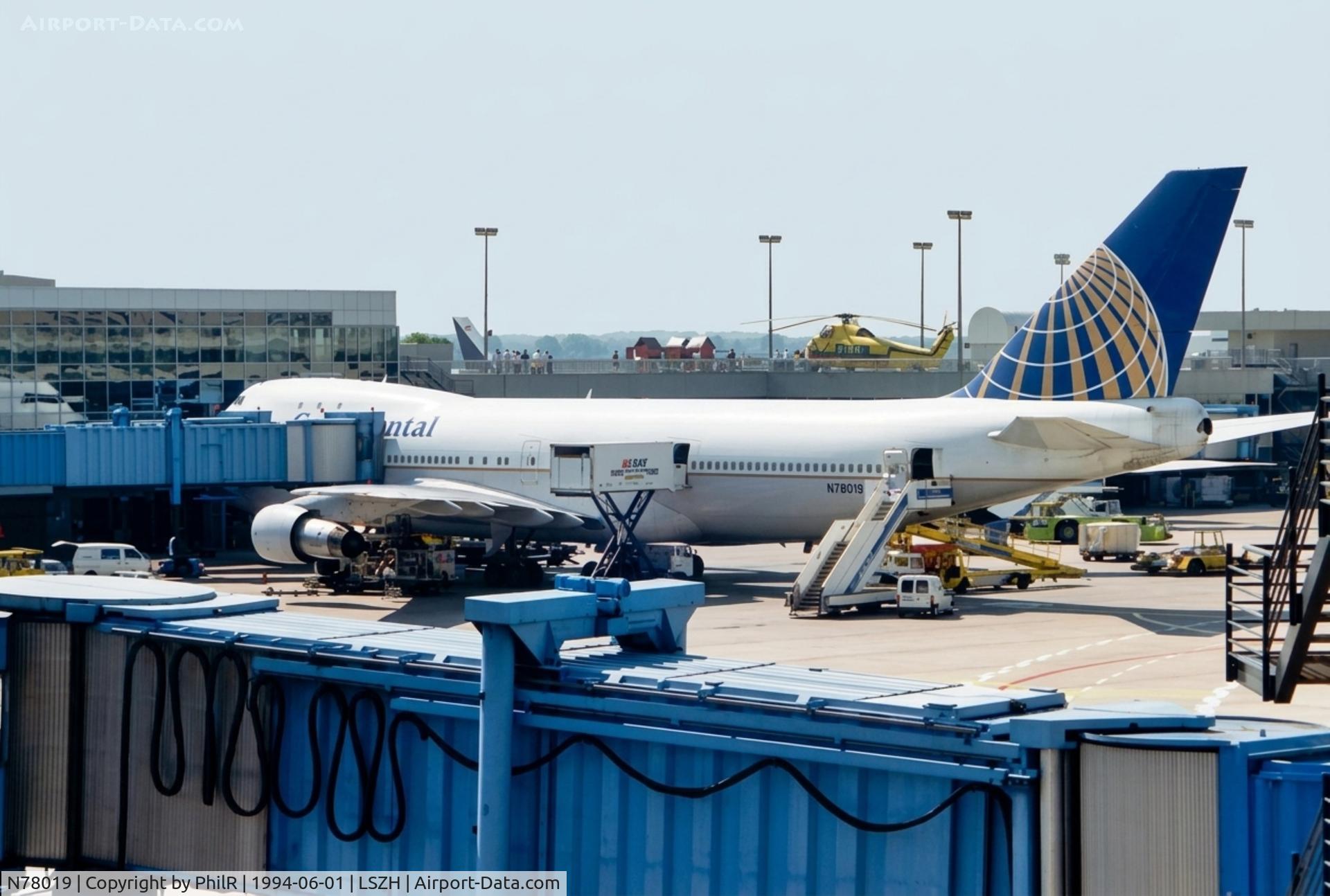 Aircraft N78019, 1972 Boeing 747-230B, c/n 20527 l/n 179, N78019 B747-200 Continental Airlines FRA, at LSZH, photo by PhilR